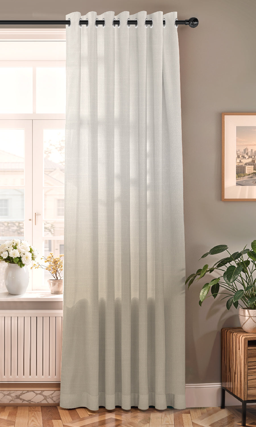 PEARL BEIGE DIGITAL PRINTED SHEER CURTAIN