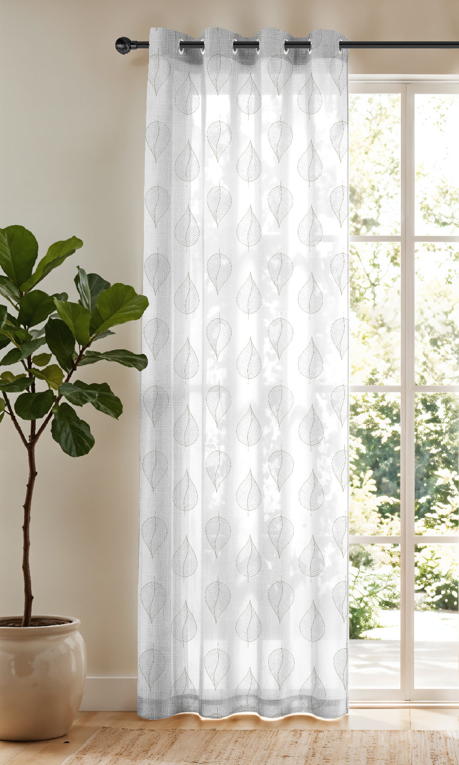 LILY WHITE ROOM DARKENING EMBROIDERED SHEER CURTAIN