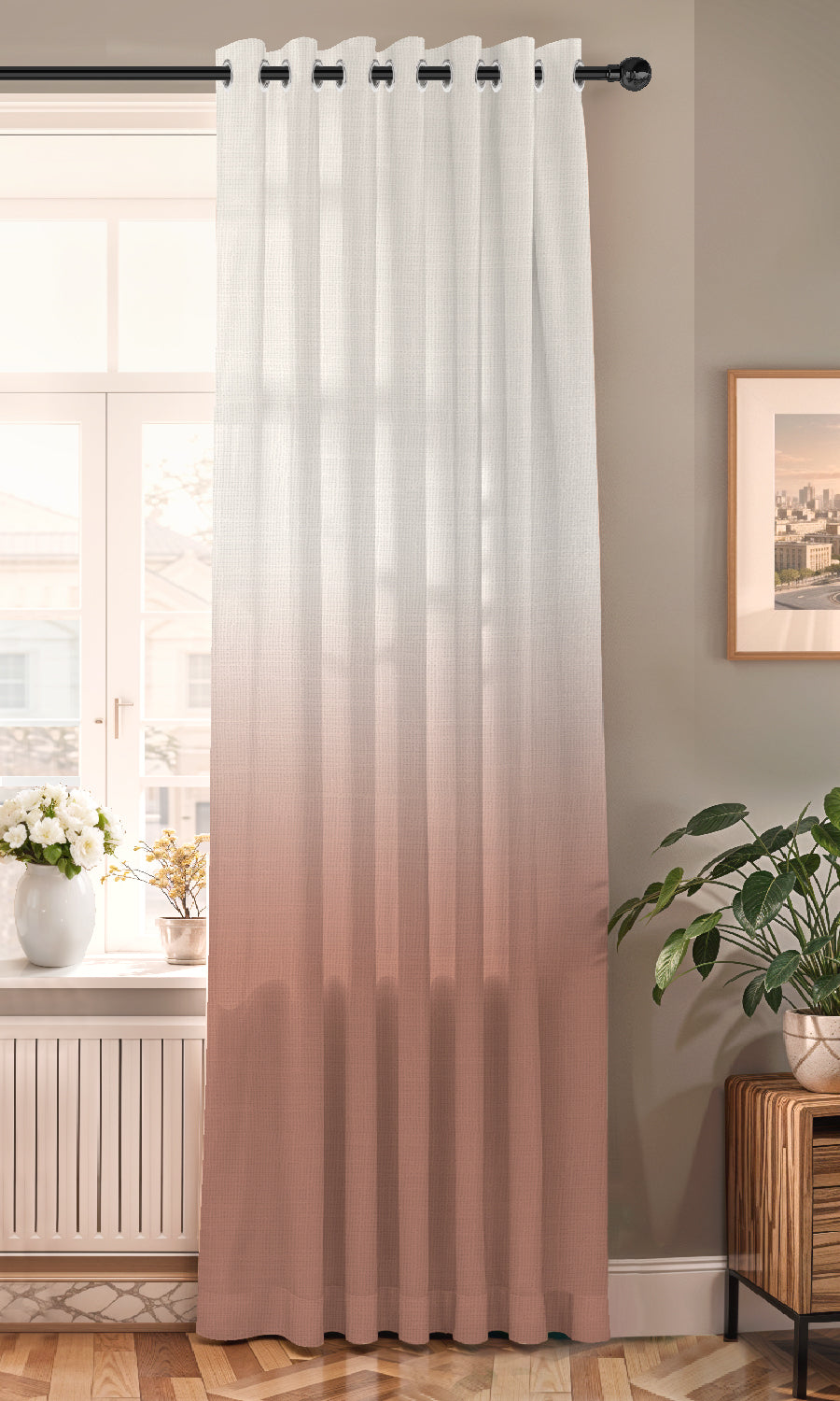 PEARL CLAY DIGITAL PRINTED SHEER CURTAIN