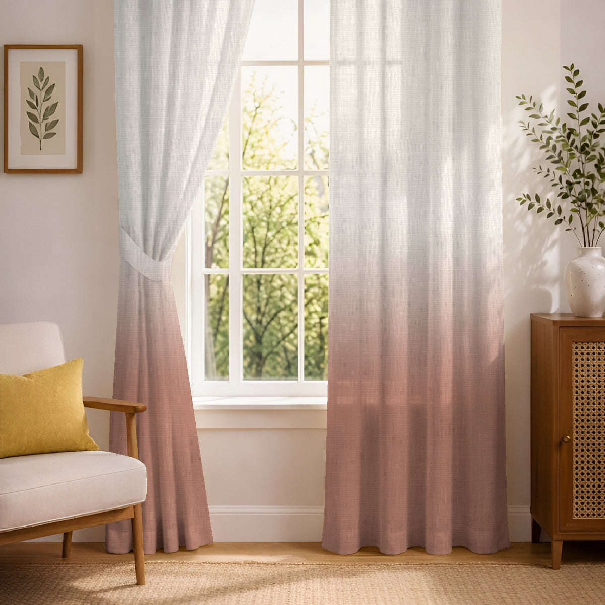 PEARL CLAY DIGITAL PRINTED SHEER CURTAIN