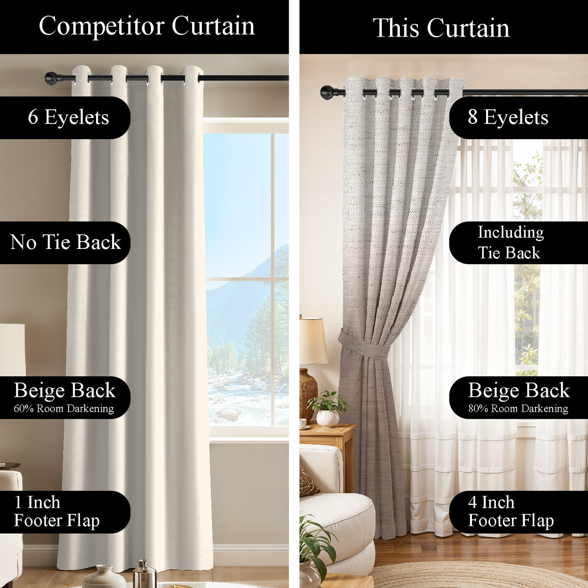 KIVORA BROWN PRINTED ROOM DARKENING CURTAIN