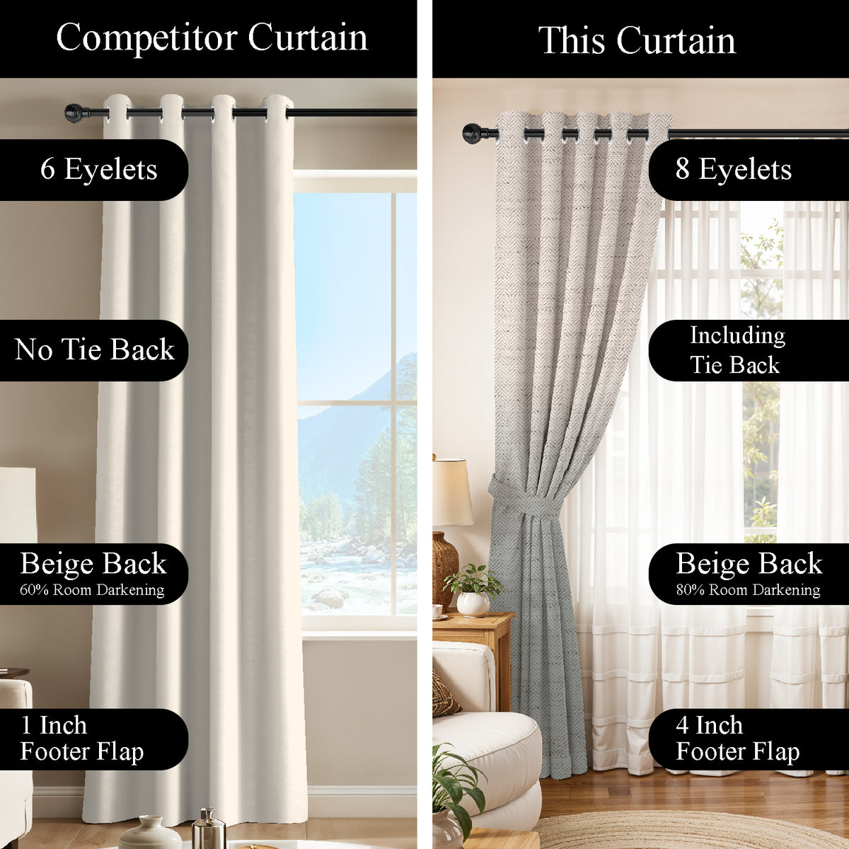 KIVORA SEA GREEN PRINTED ROOM DARKENING CURTAIN