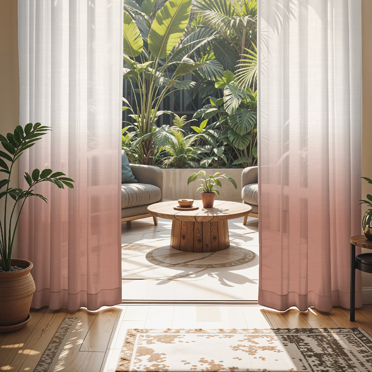 PEARL CLAY DIGITAL PRINTED SHEER CURTAIN
