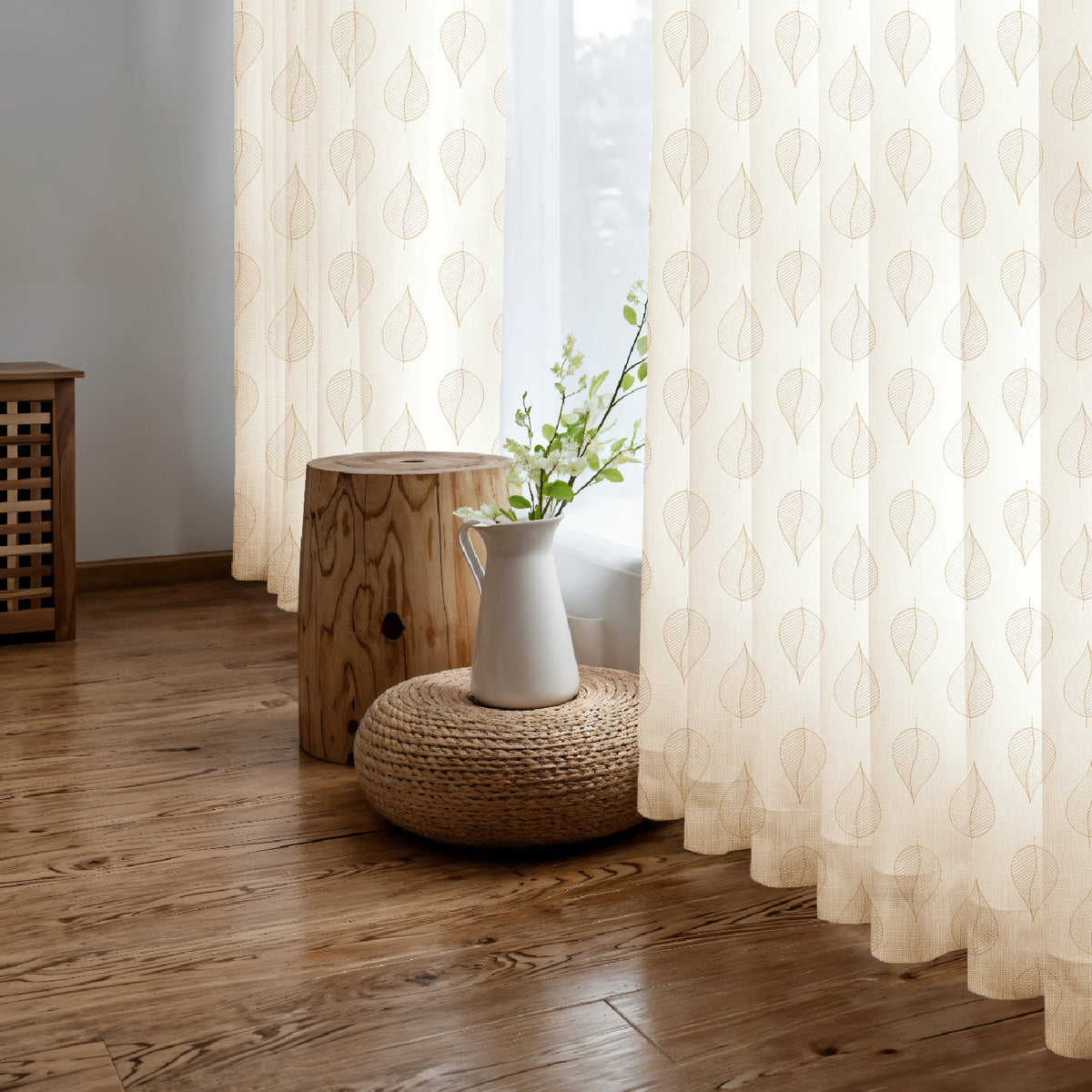 LILY BEIGE ROOM DARKENING EMBROIDERED SHEER CURTAIN
