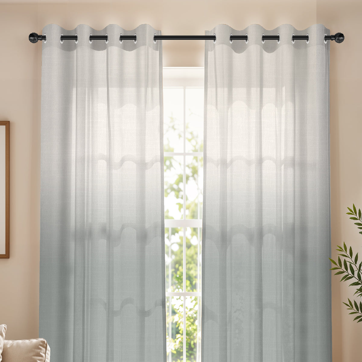 PEARL SEA GREEN DIGITAL PRINTED SHEER CURTAIN