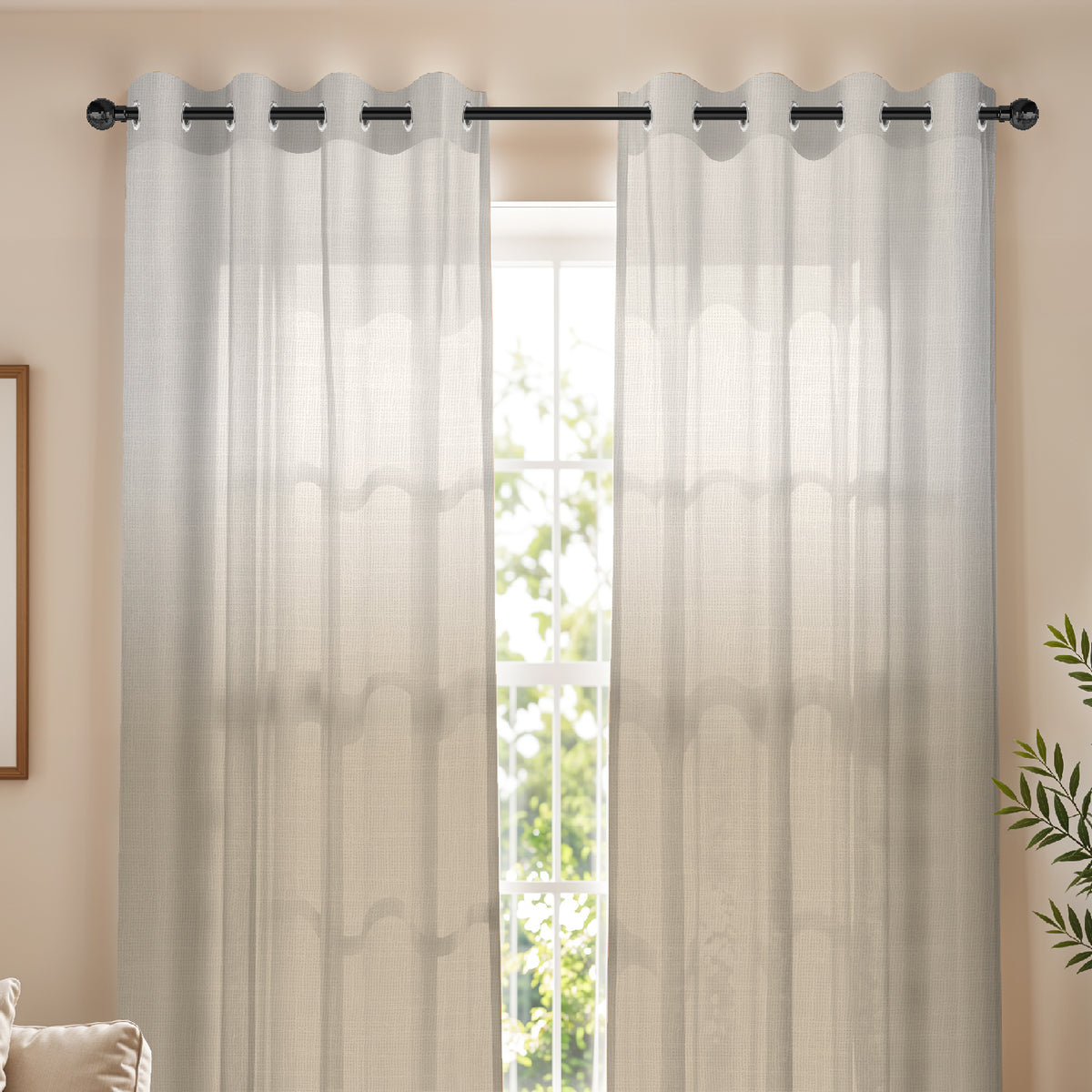 PEARL BEIGE DIGITAL PRINTED SHEER CURTAIN