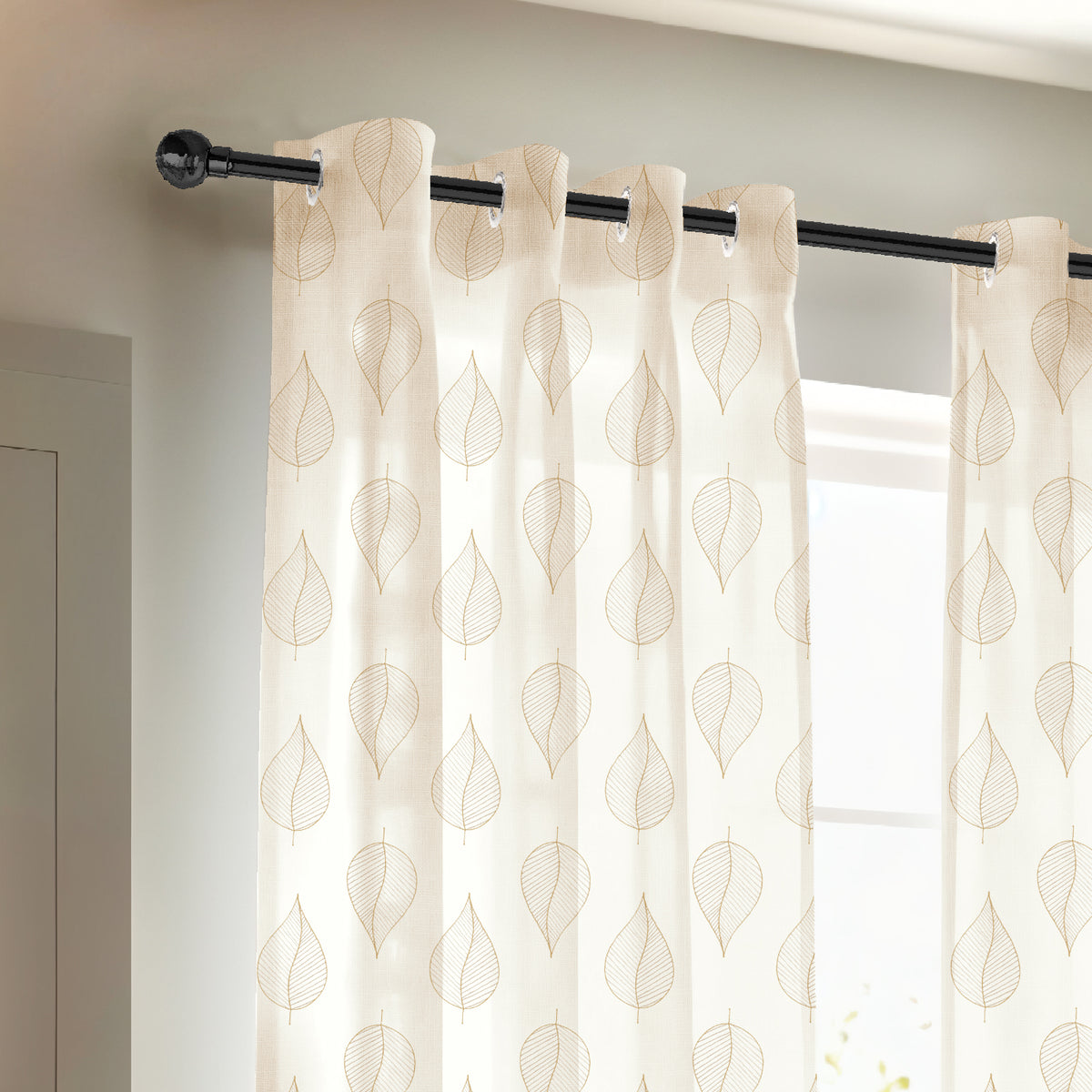 LILY BEIGE ROOM DARKENING EMBROIDERED SHEER CURTAIN
