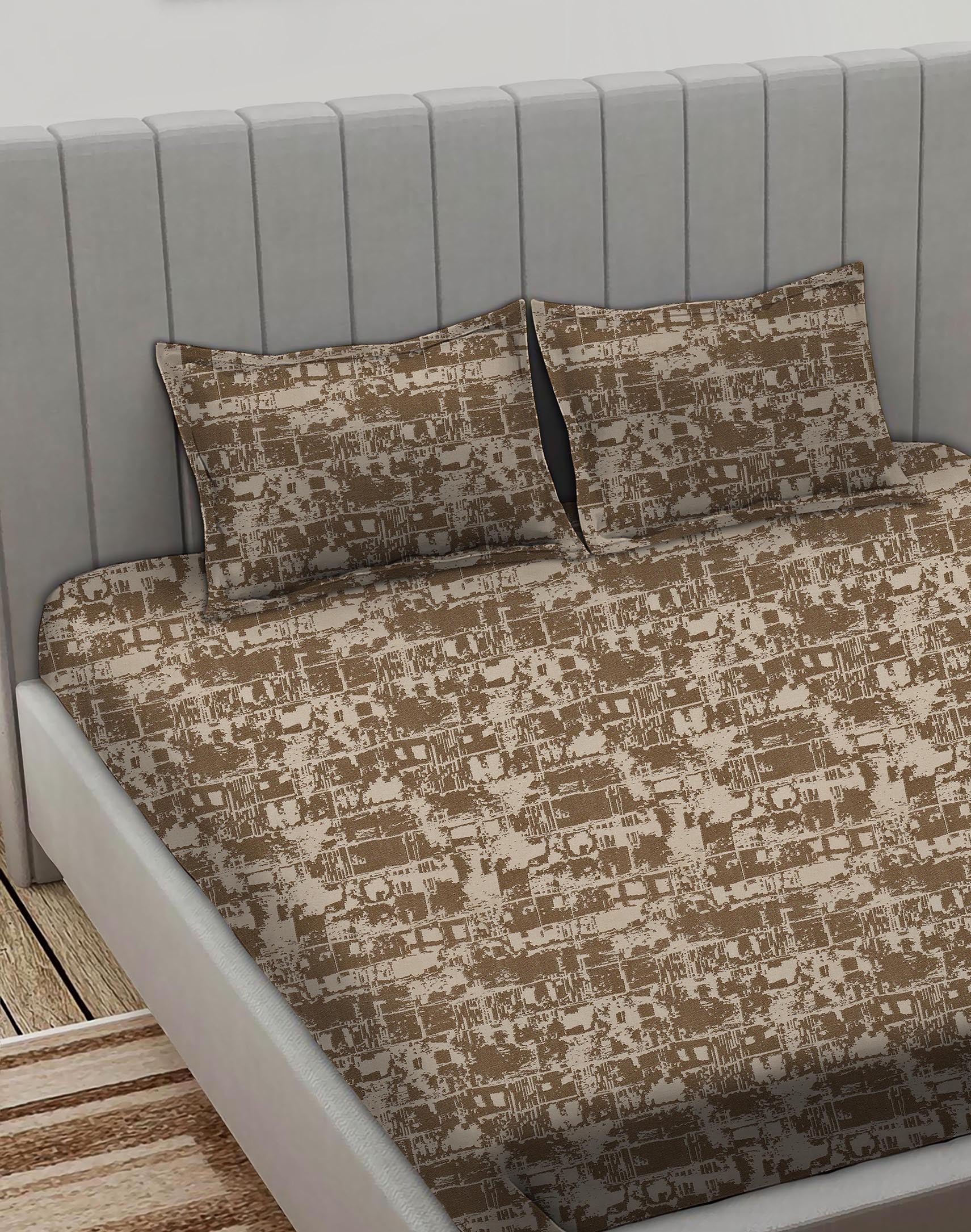 Leo Coffee Bedcover for Double Bed with 2 PillowCovers King Size (104" X 90")