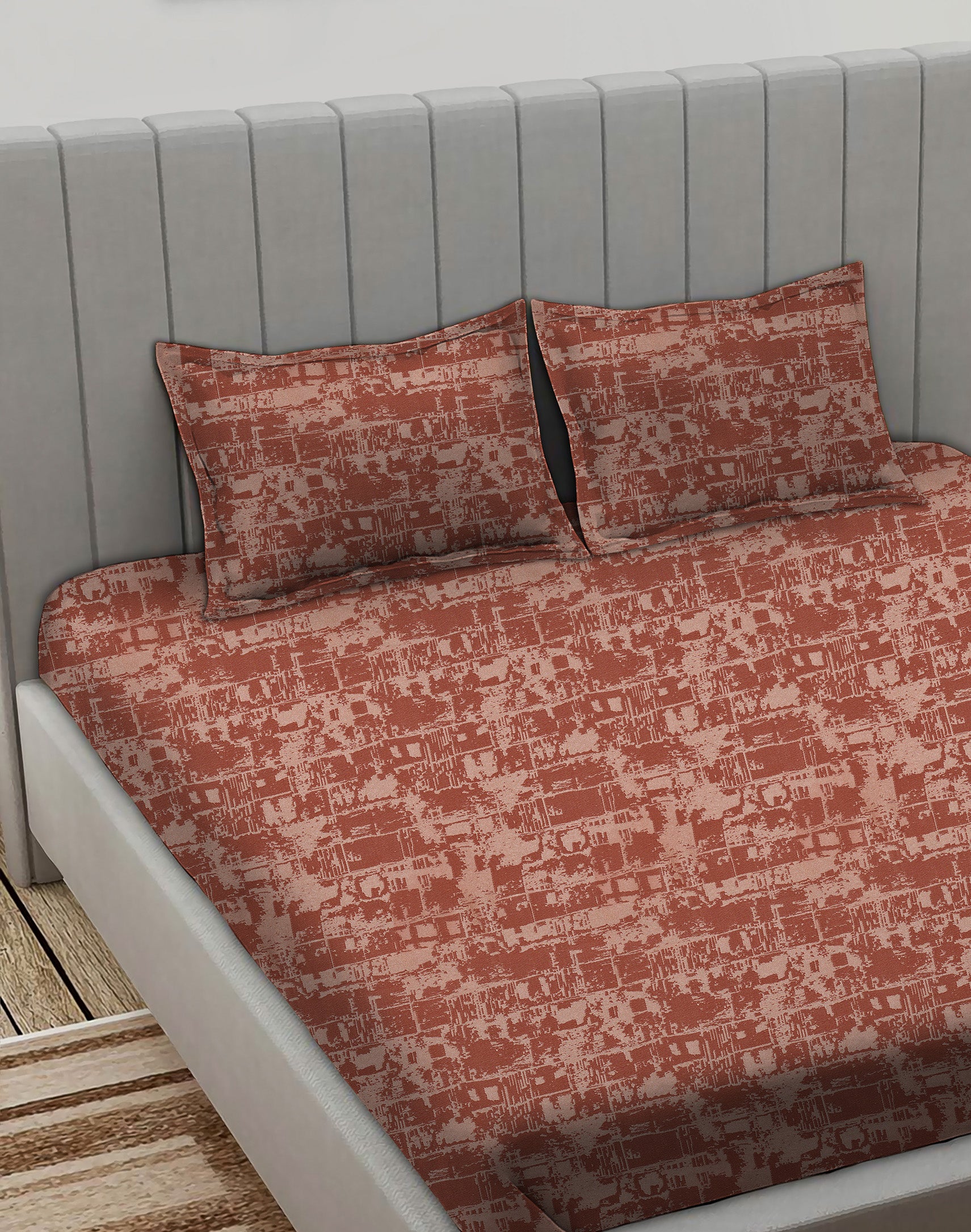 Leo Orange Bedcover for Double Bed with 2 PillowCovers King Size (104" X 90")