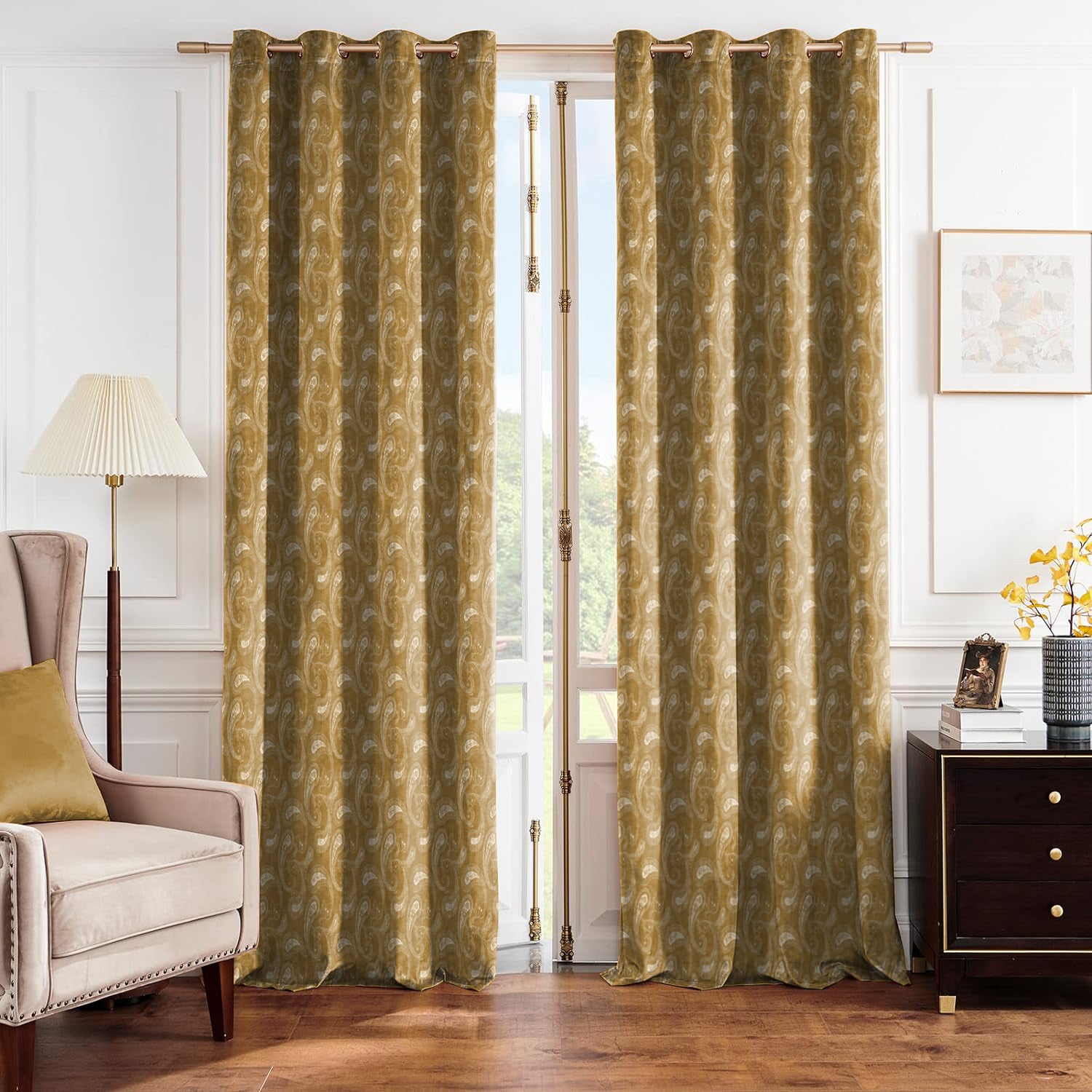 JODHPUR PAISLEY BLACKOUT CURTAINS CAMEL