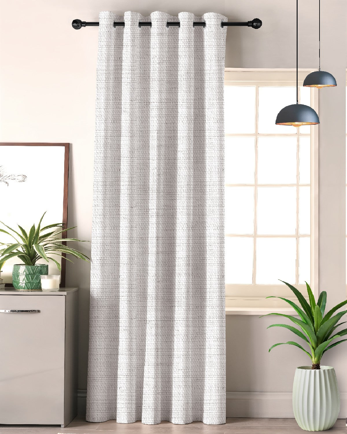 LINARA PEARL WHITE PRINTED ROOM DARKENING CURTAIN