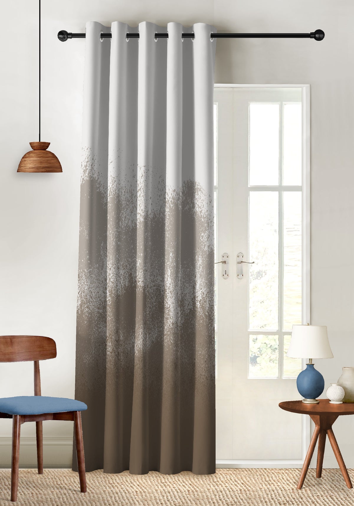 AUREX NEUTRAL BROWN PRINTED CURTAIN