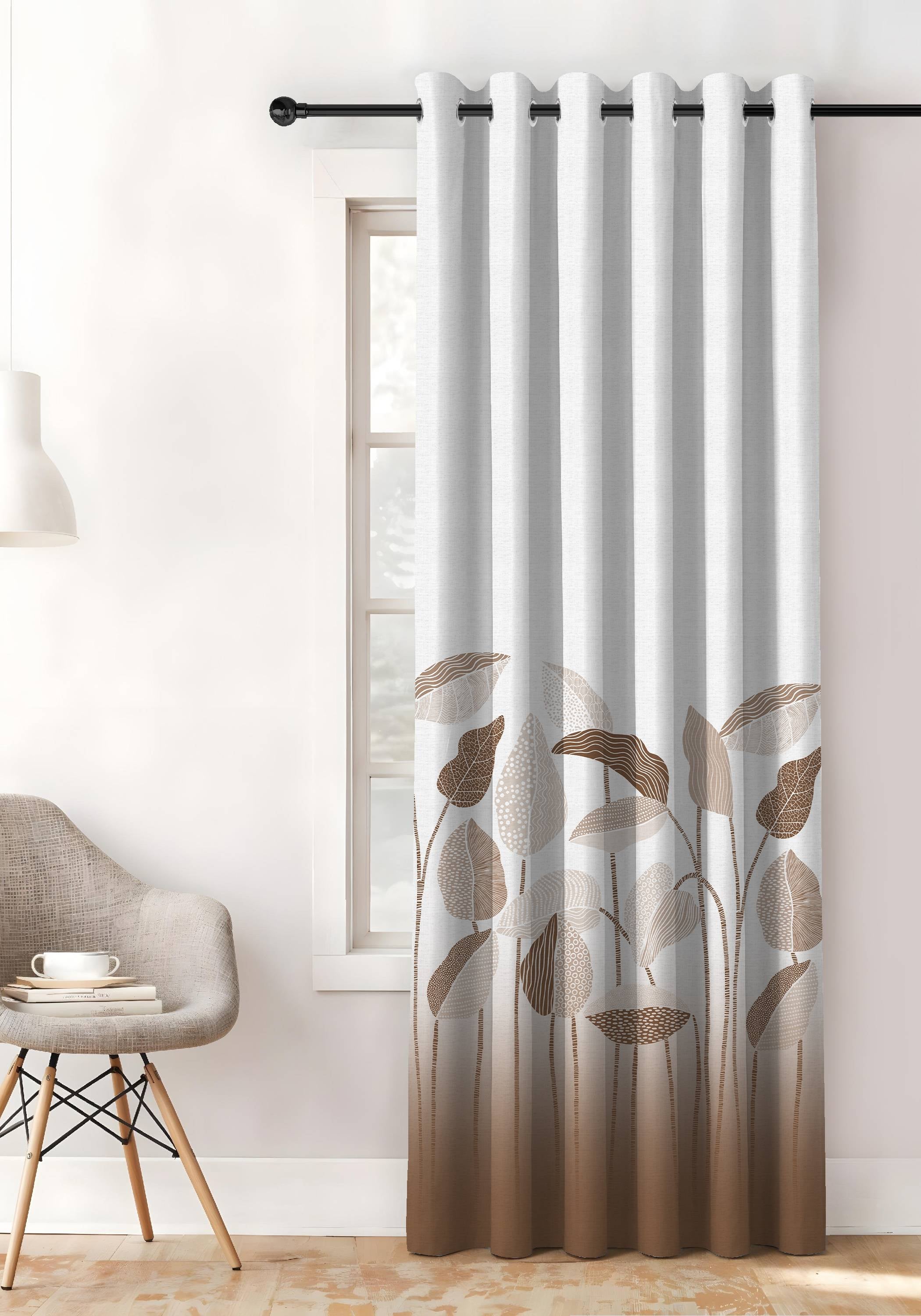 GRACE COFFEE PRINTED ROOM DARKENING CURTAIN