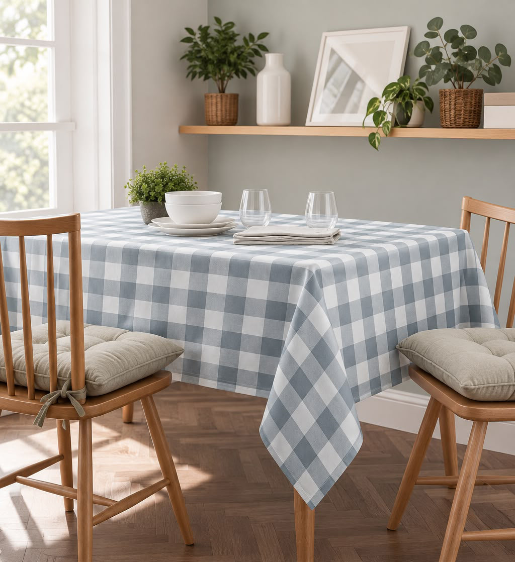 SPRING GALLERY BIG CHECK GREY TABLE CLOTH