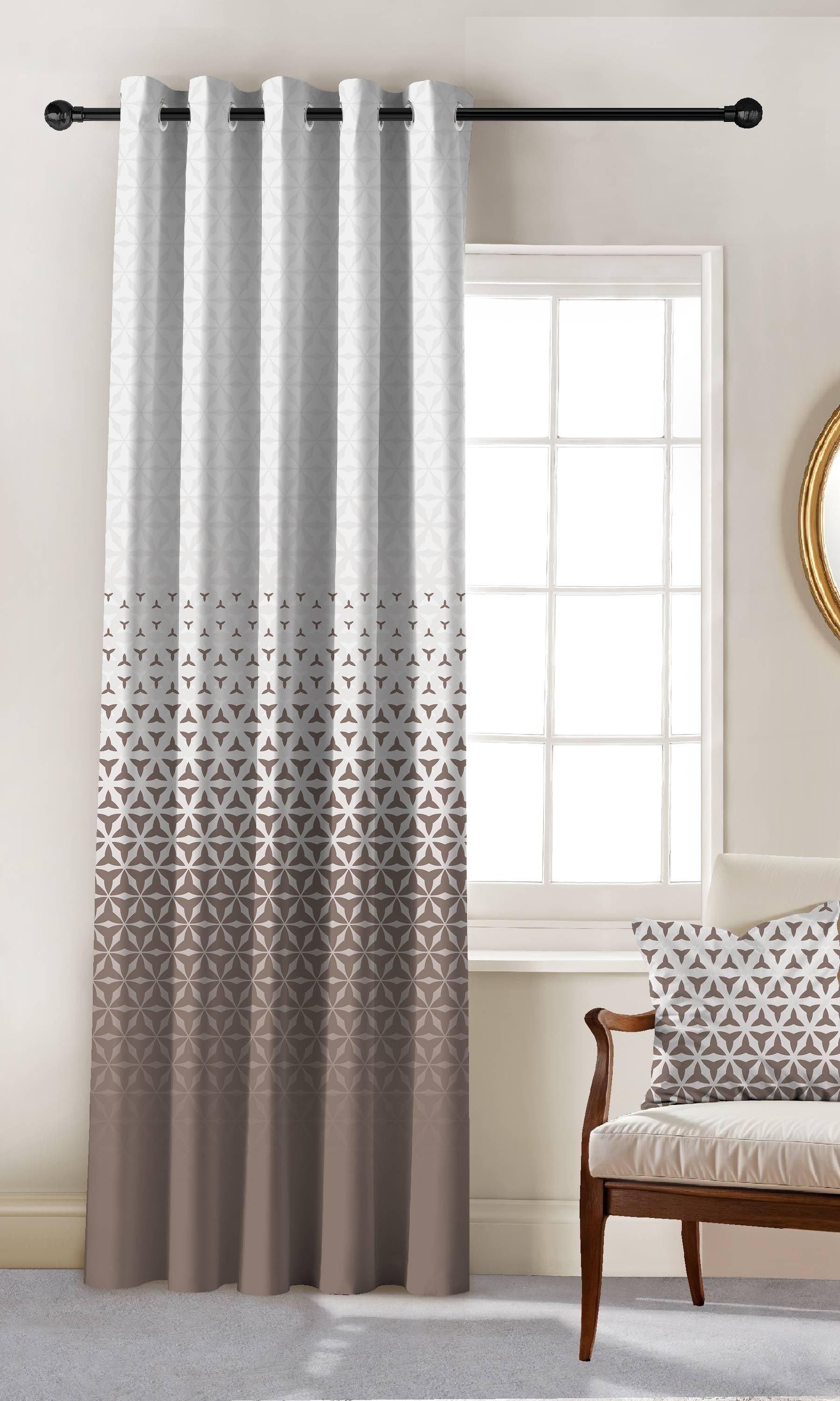 AURA TAUPE PRINTED ROOM DARKENING CURTAIN