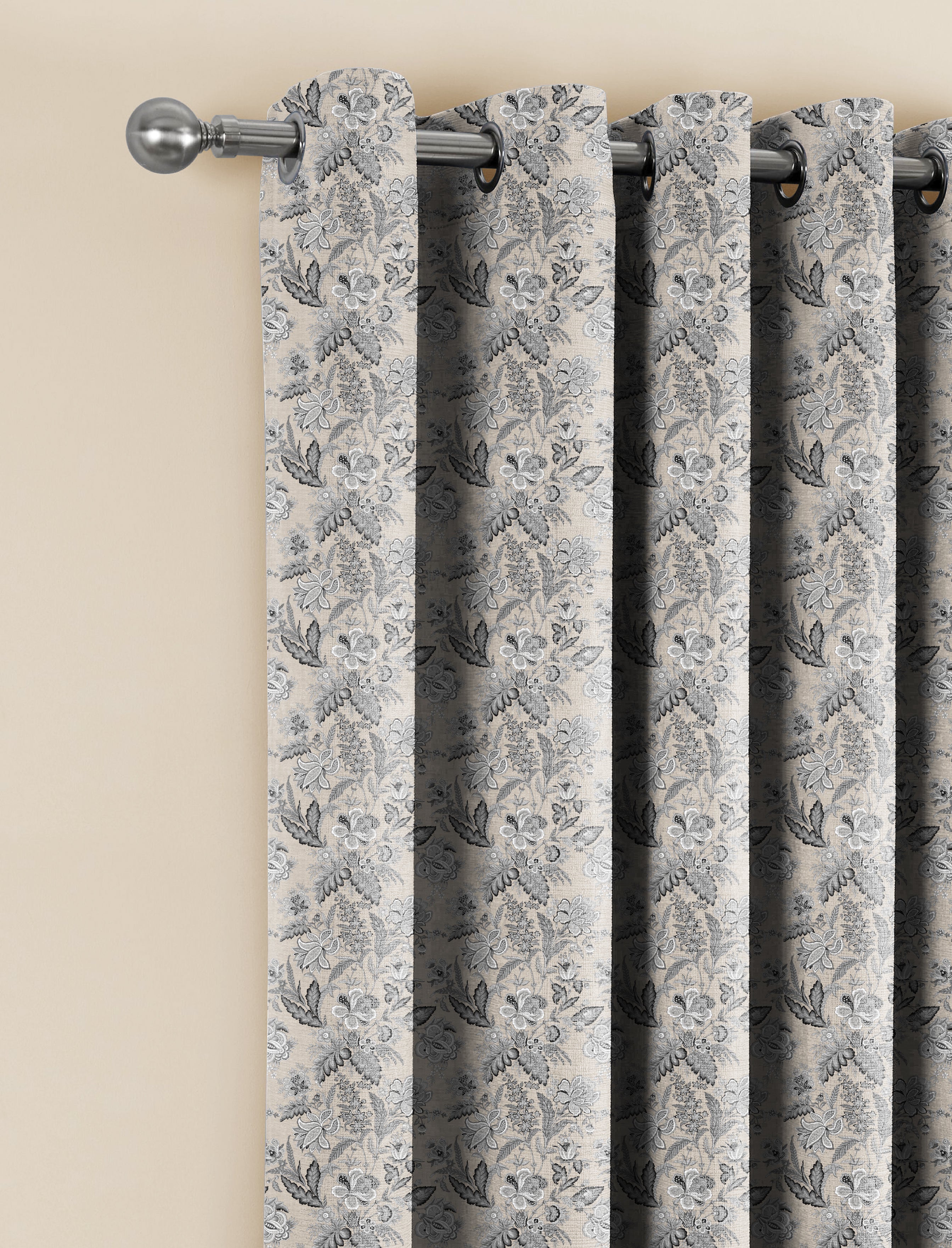 CALVIA MATTY GREY PRINTED ROOM DARKENER CURTAIN