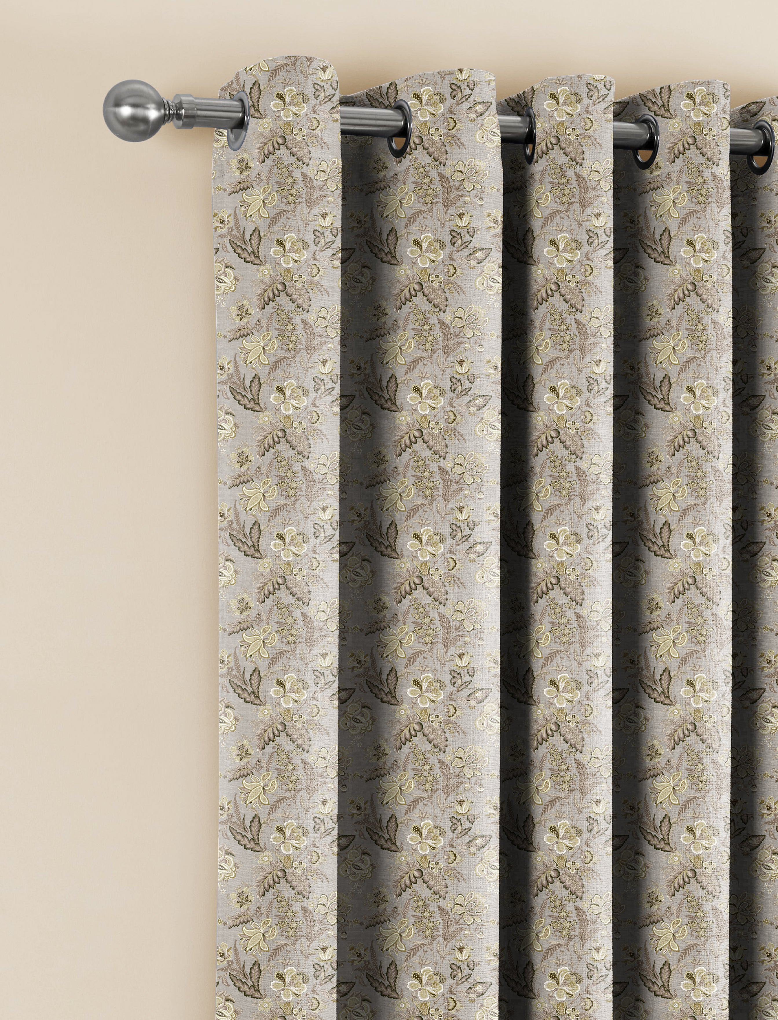 CALVIA MATTY OLIVE GREEN PRINTED ROOM DARKENER CURTAIN