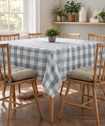 SPRING GALLERY BIG CHECK GREY TABLE CLOTH