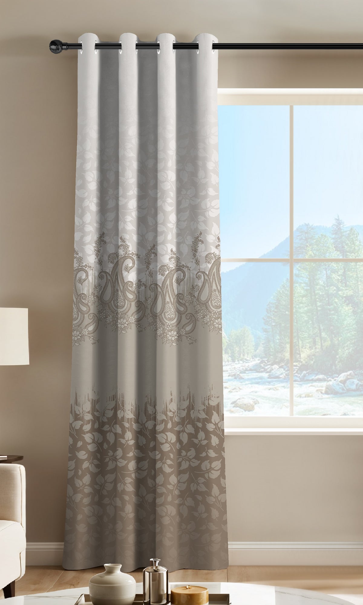 NAZAAKAT MINK PRINTED ROOM DARKENING CURTAIN