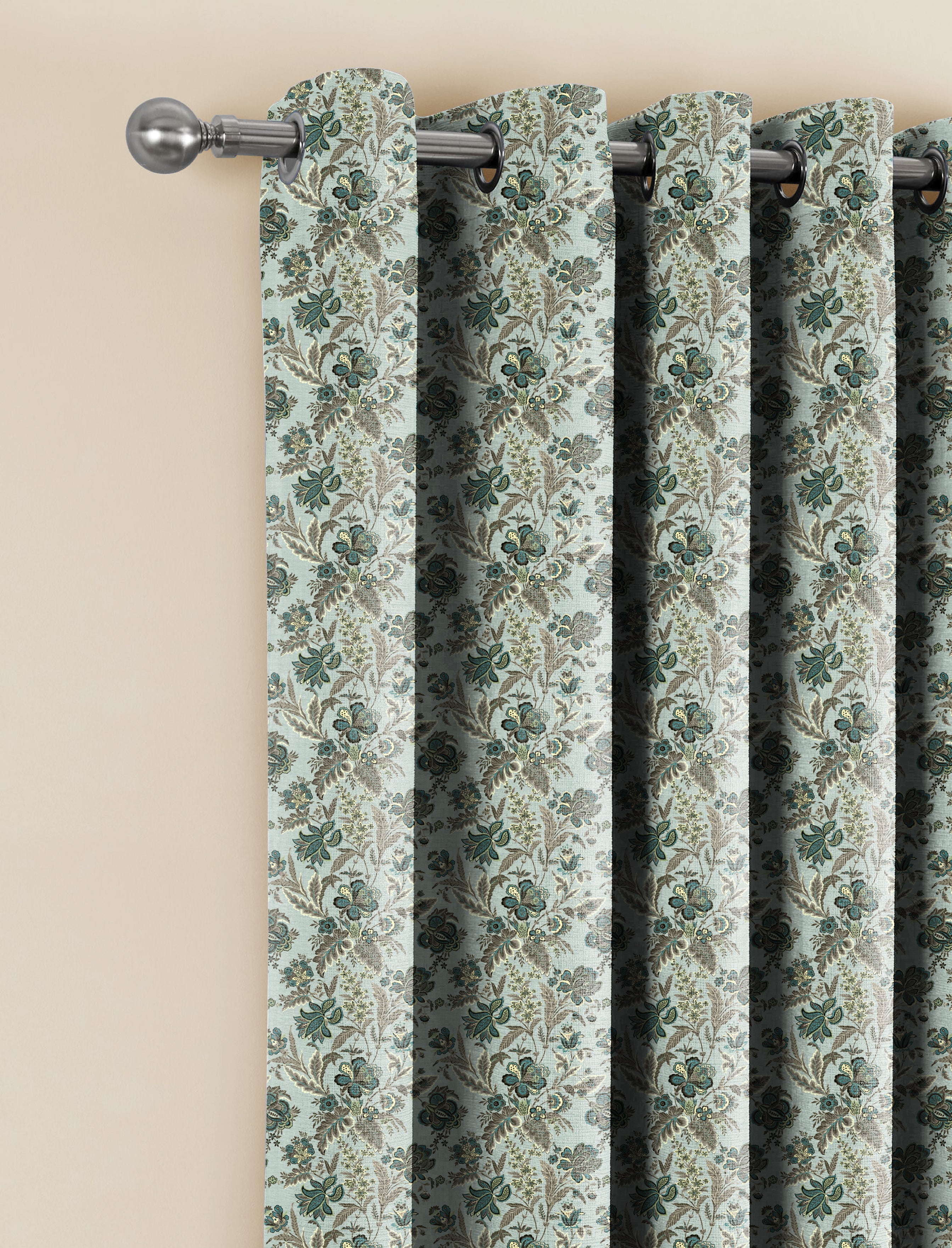 CALVIA MATTY GREEN PRINTED ROOM DARKENER CURTAIN