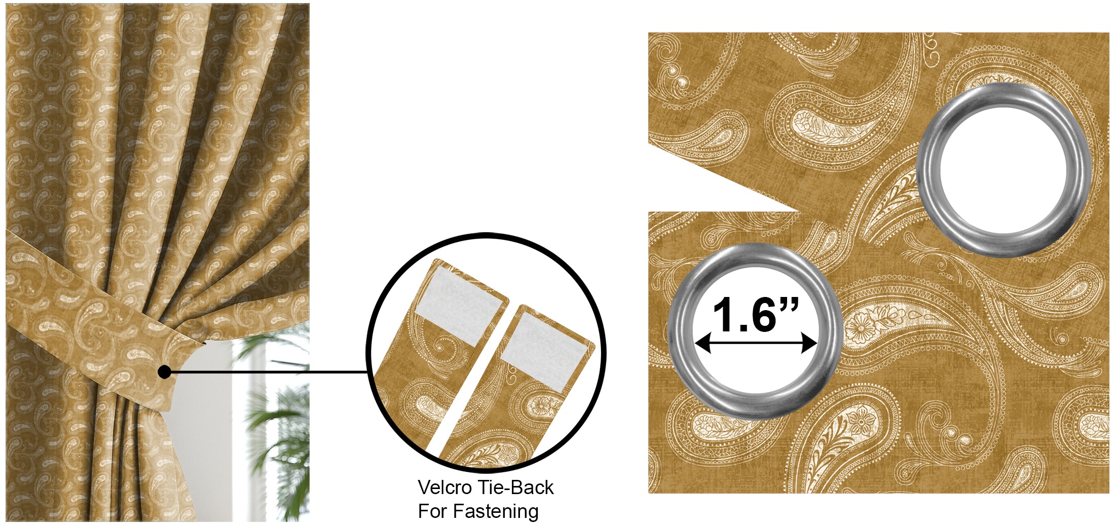 JODHPUR PAISLEY BLACKOUT CURTAINS CAMEL