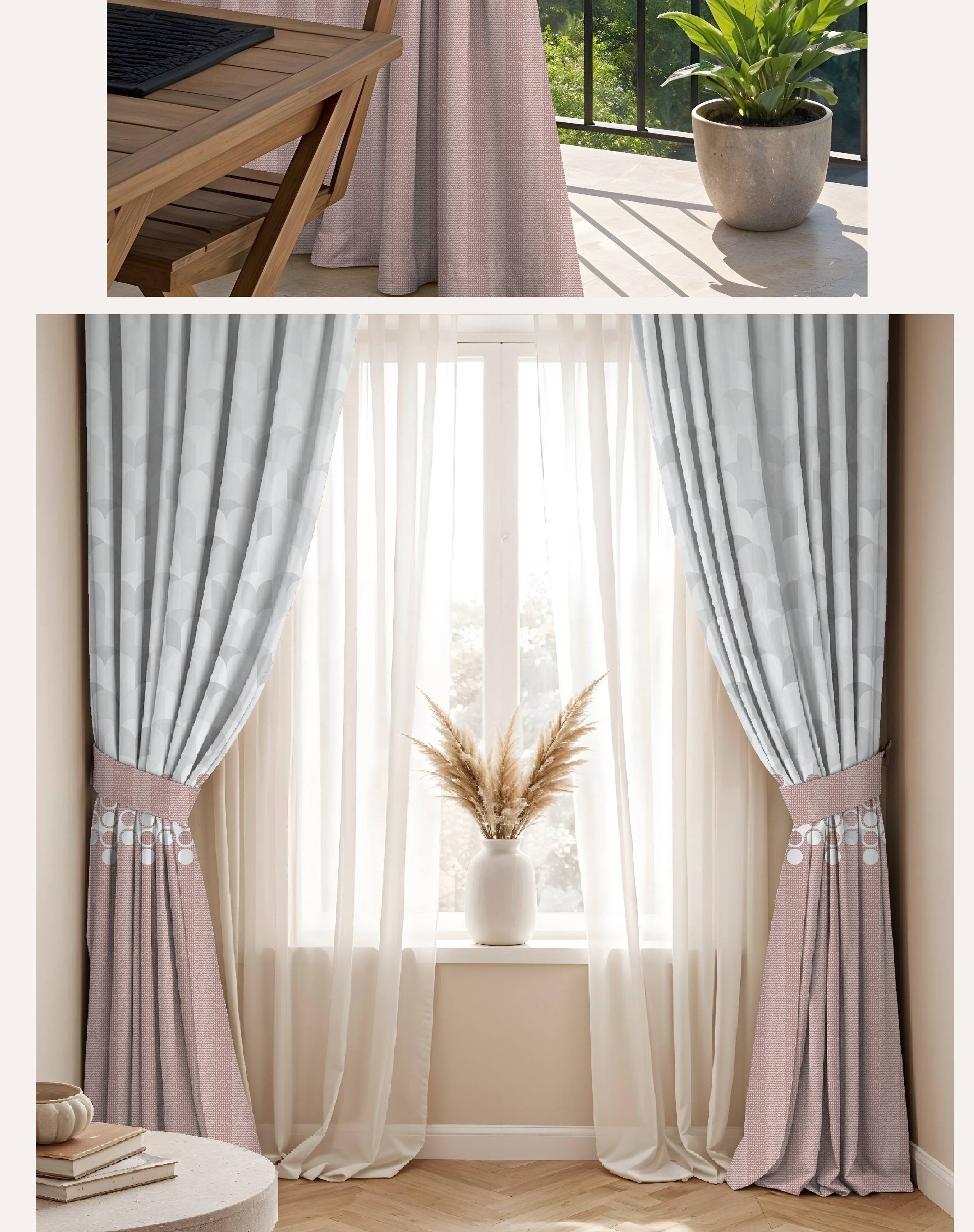BLUSH PINK PRINTED ROOM DARKENING CURTAIN