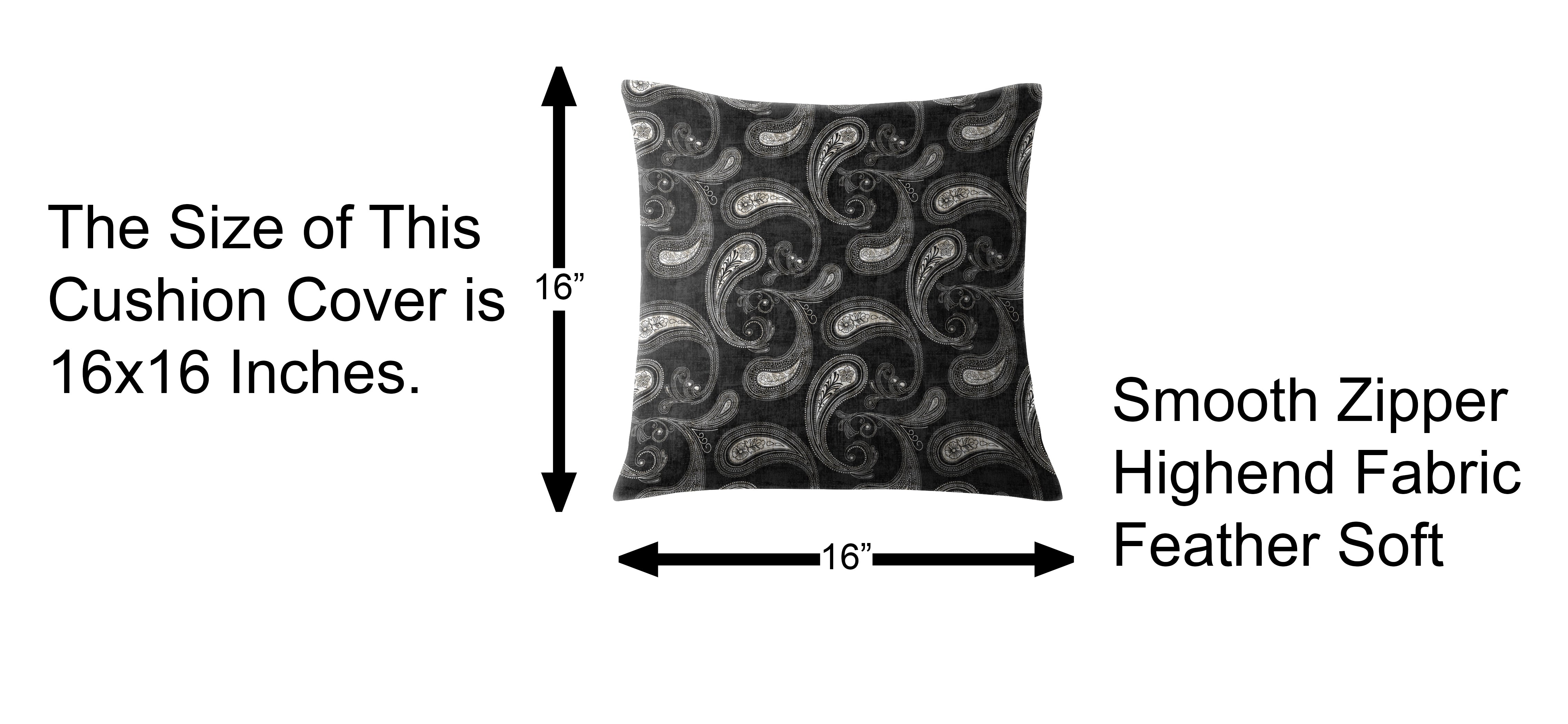 JODHPUR PAISLEY DIGITAL PRINTED CUSHION COVER BLACK (Pack of 2)