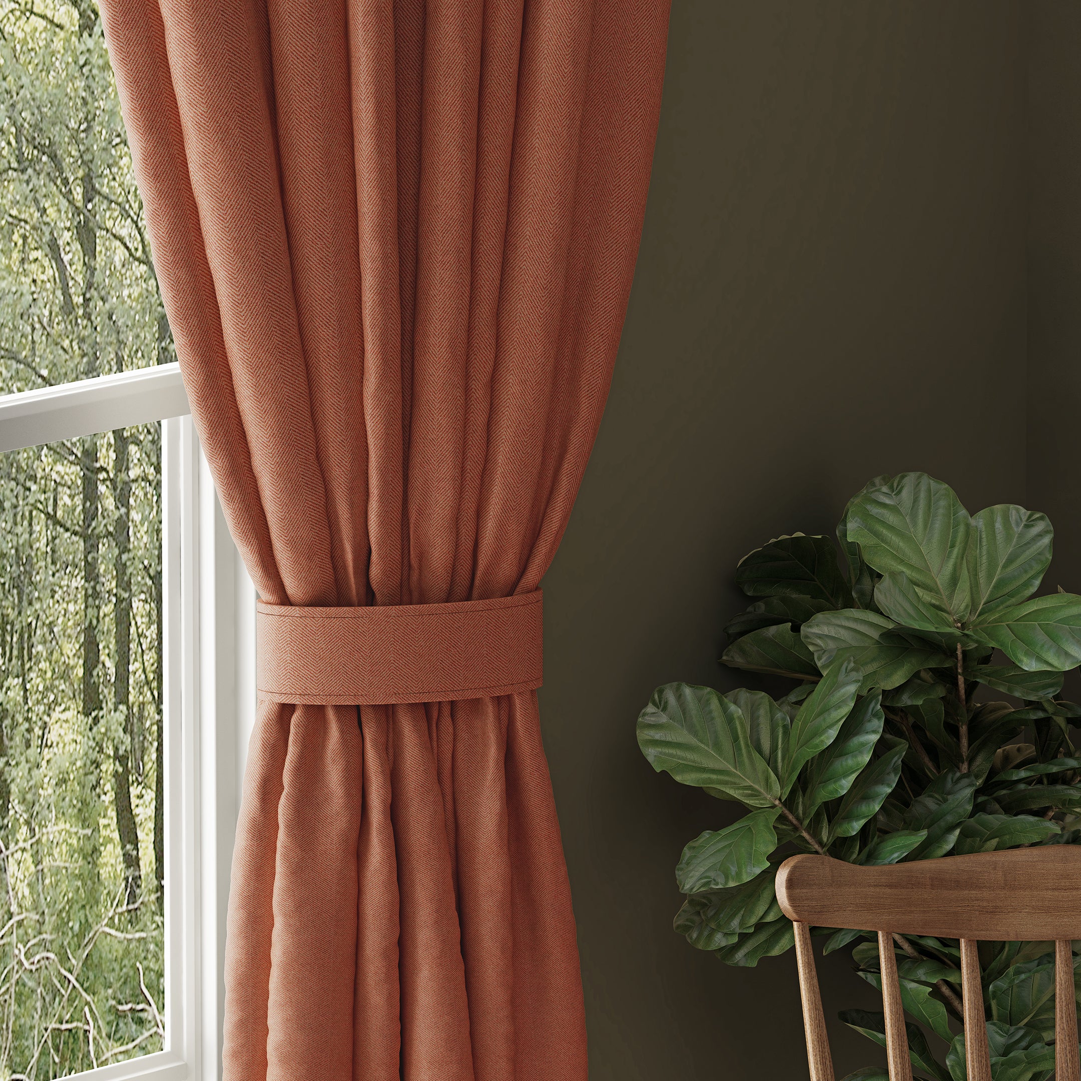HERRINGBONE CLAY PRINTED BLACKOUT CURTAIN