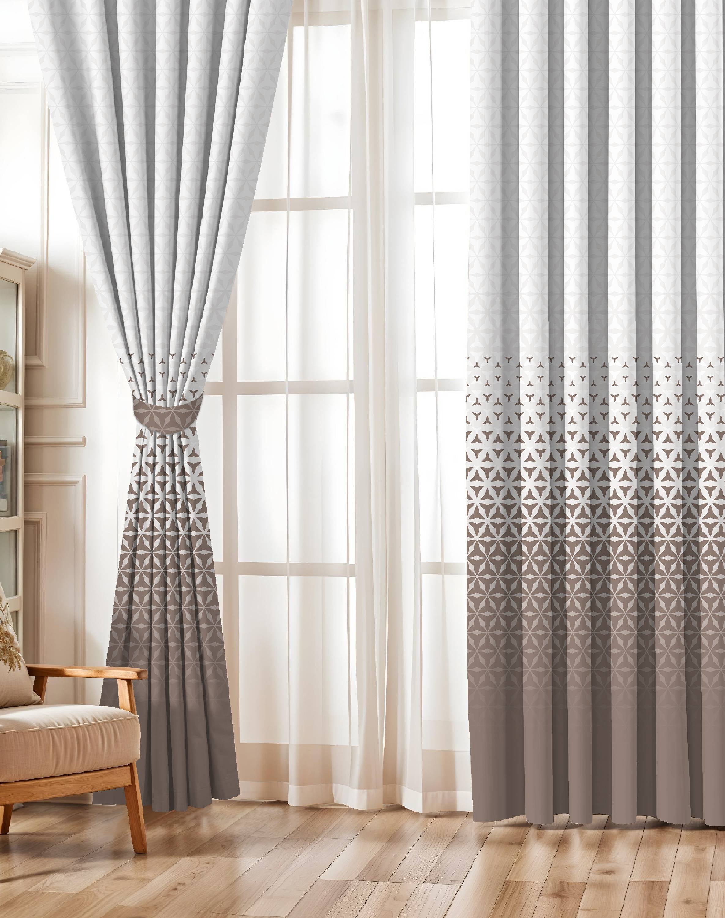 AURA TAUPE PRINTED ROOM DARKENING CURTAIN