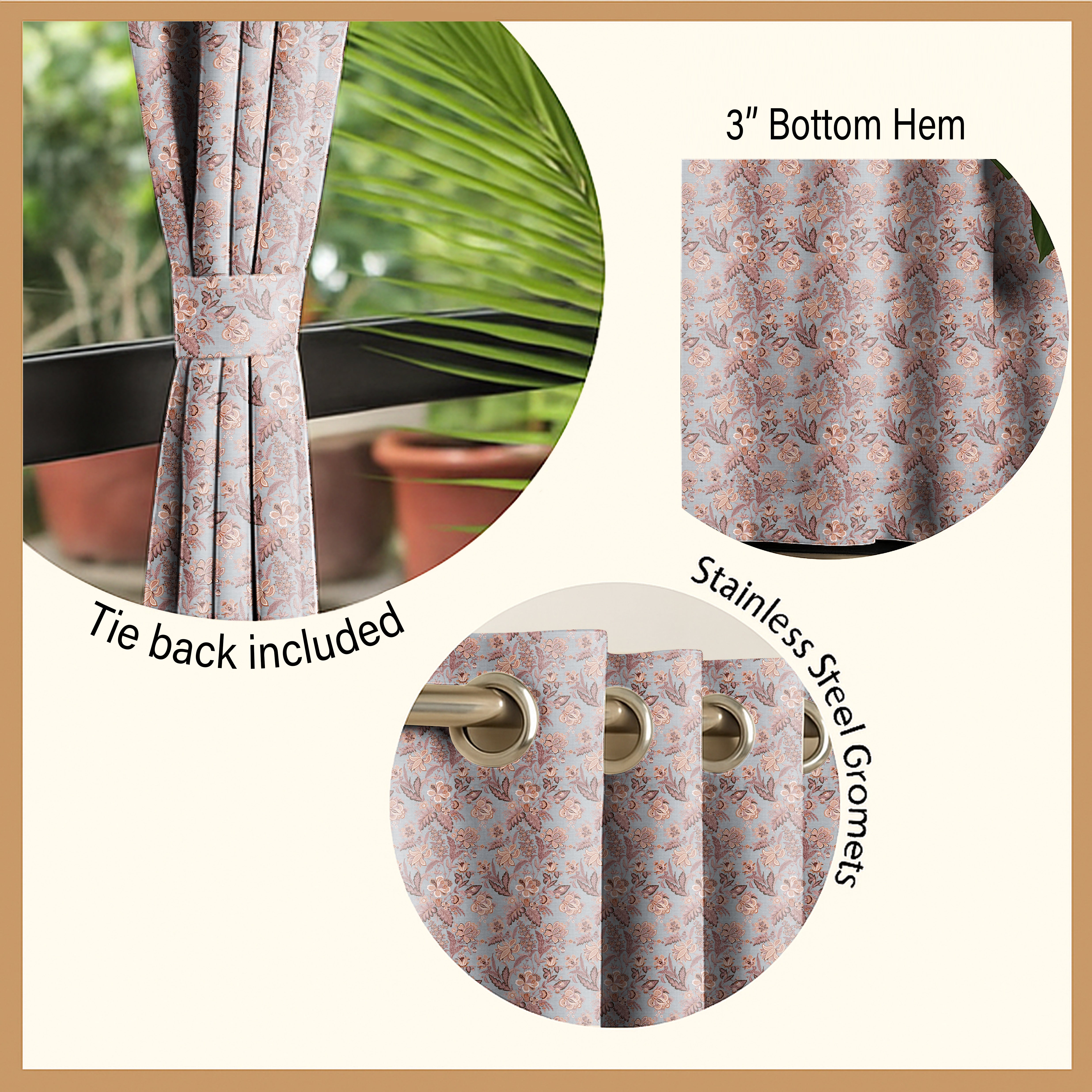 CALVIA MATTY PINK PRINTED ROOM DARKENER CURTAIN