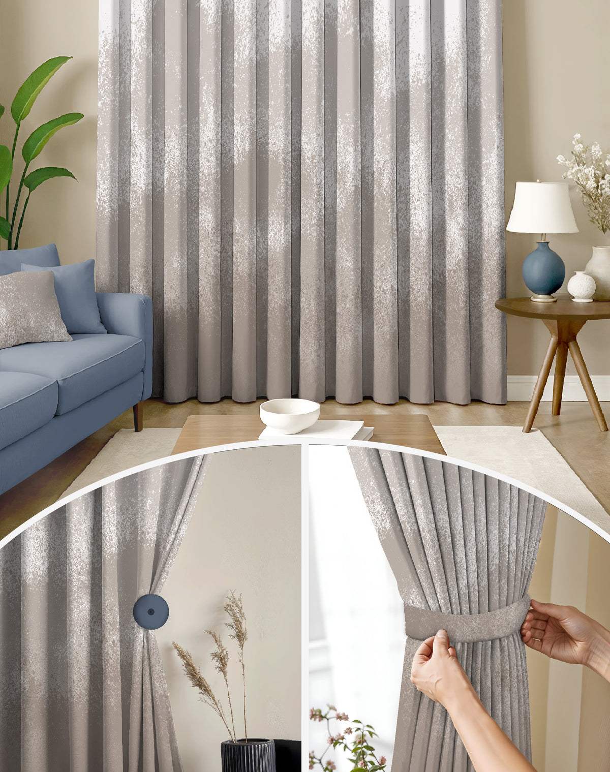 AUREX EARTHLY BROWN PRINTED CURTAIN
