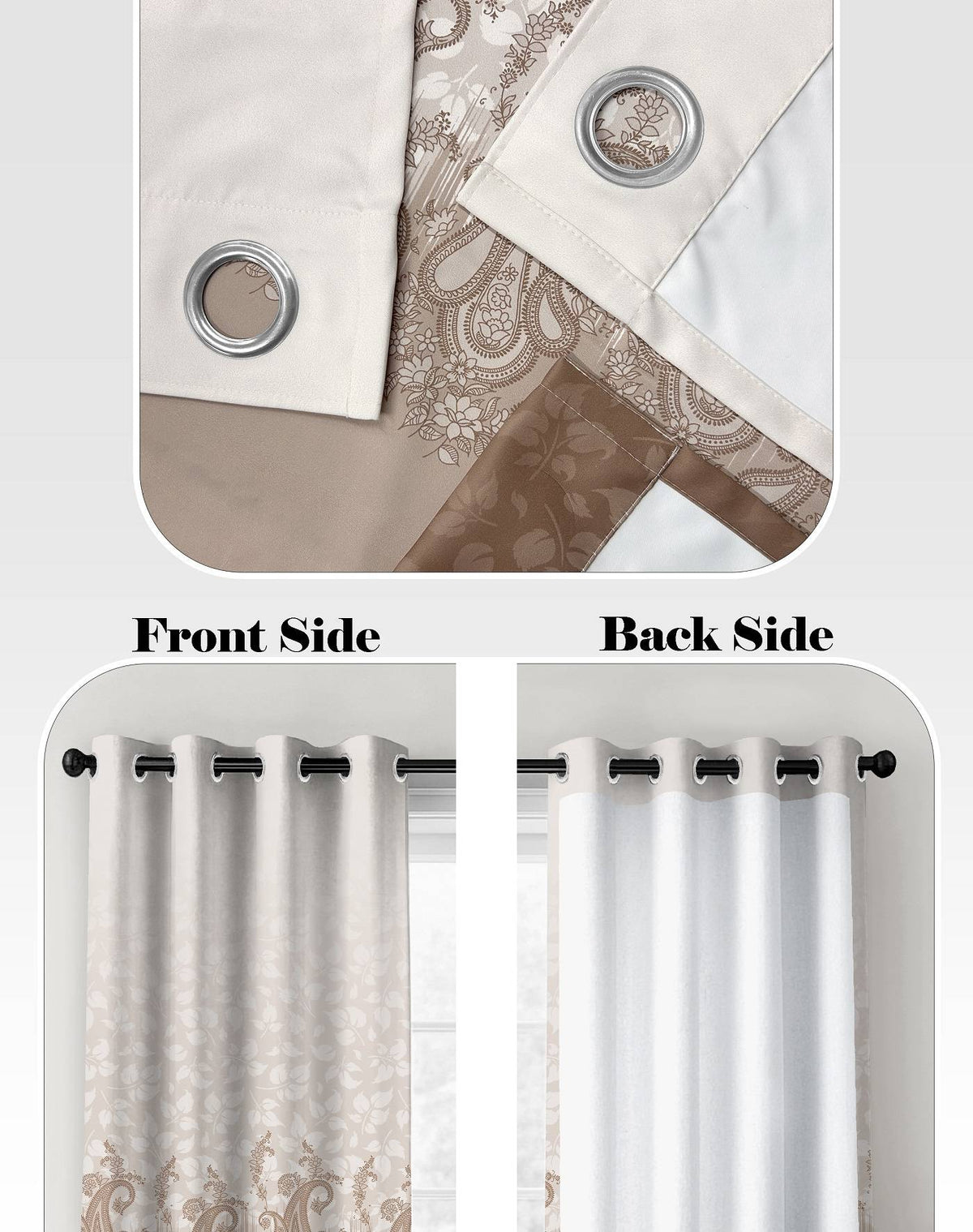 NAZAAKAT CARAMEL PRINTED ROOM DARKENING CURTAIN