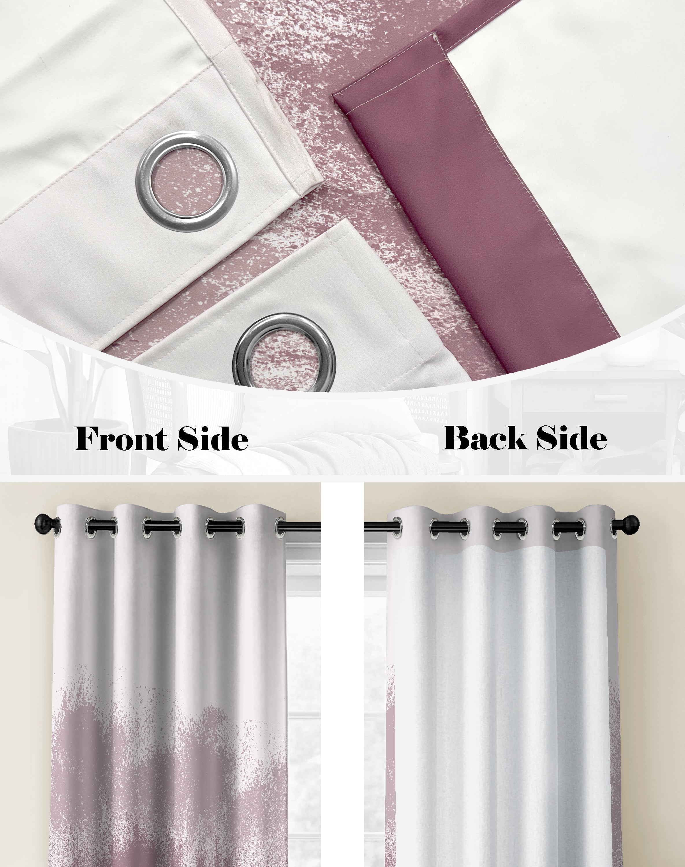 AUREX PURPLE PRINTED ROOM DARKENING CURTAIN