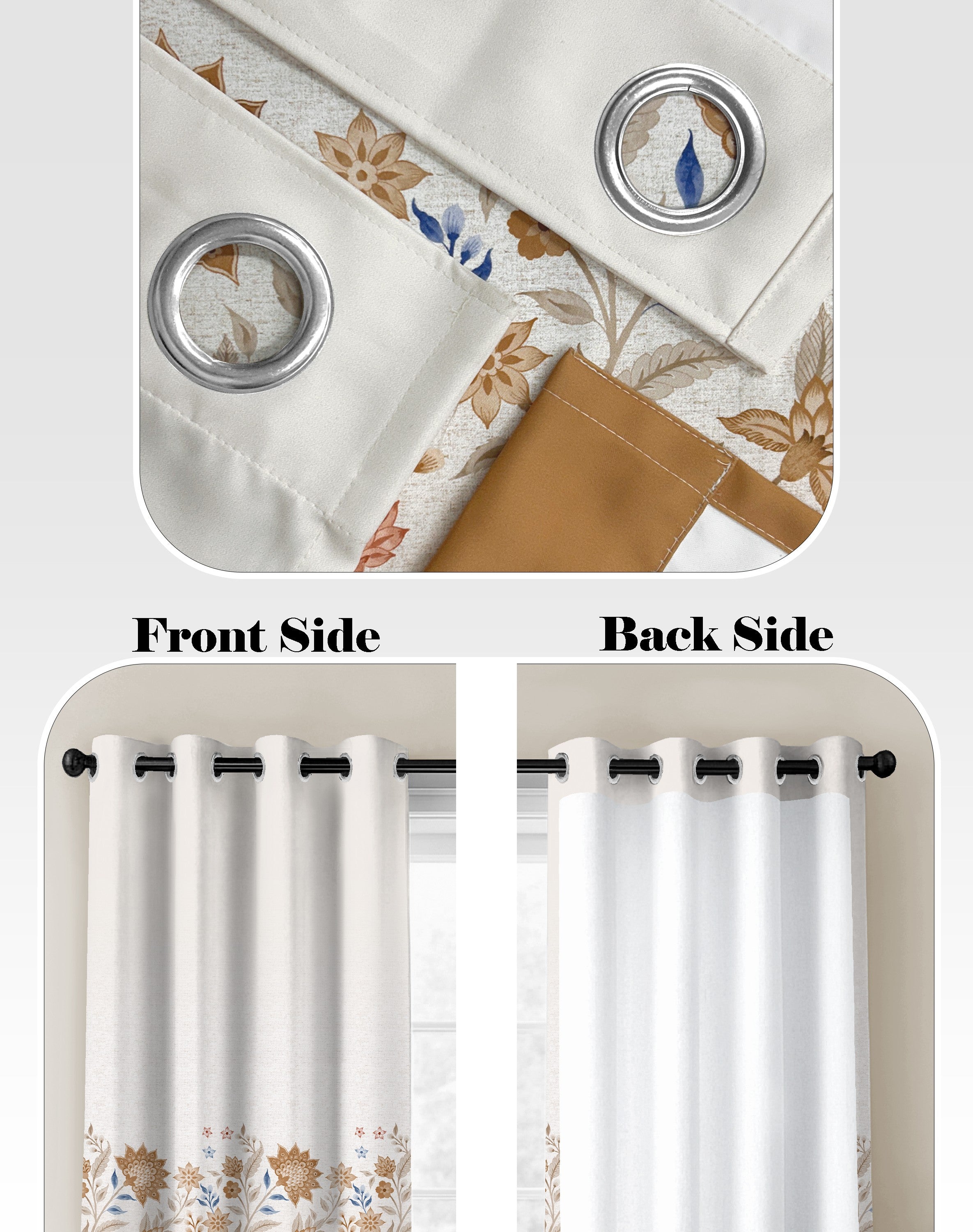 MAGNOLIA BROWN PRINTED ROOM DARKENING CURTAIN