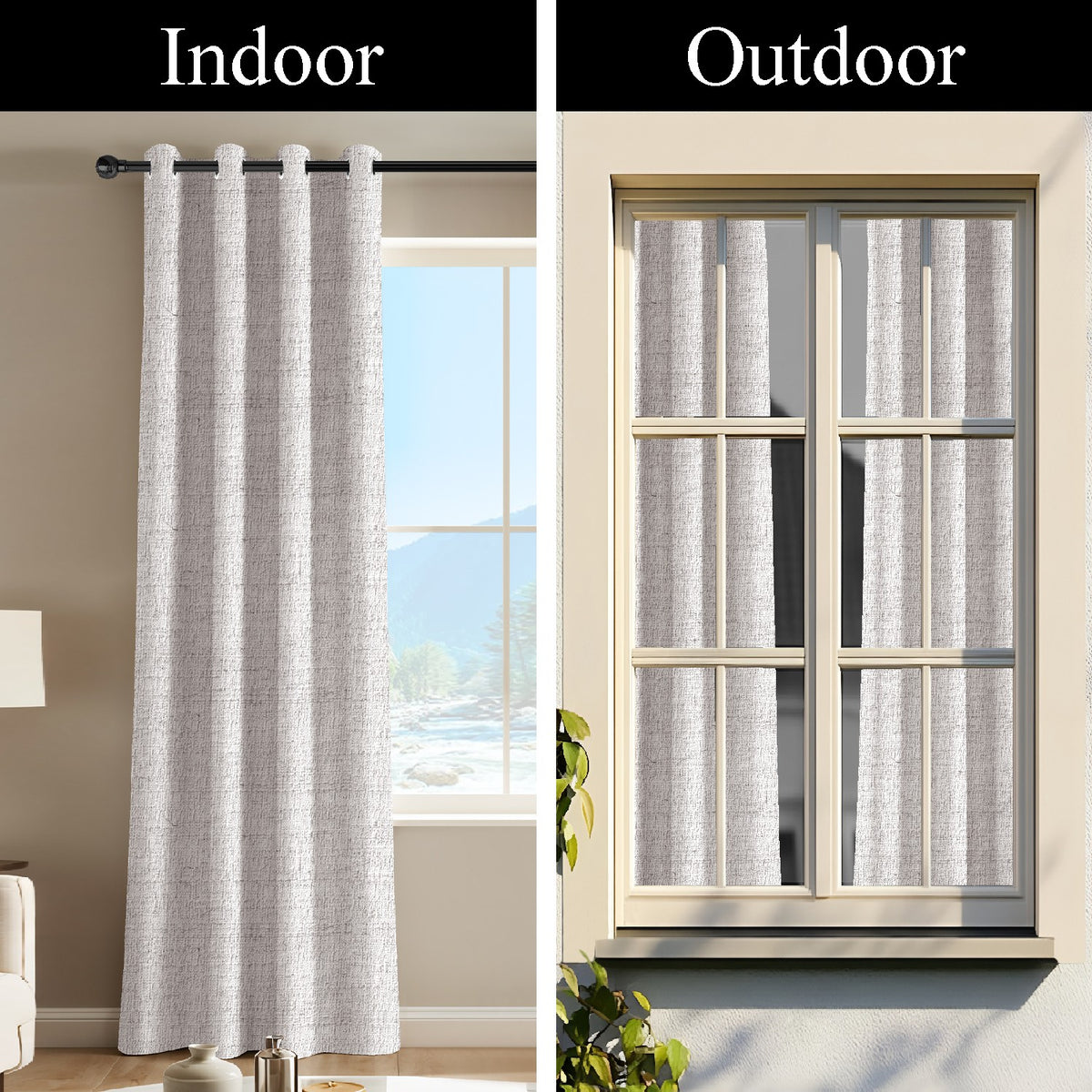 LINARA NATURAL WHITE PRINTED ROOM DARKENING CURTAIN