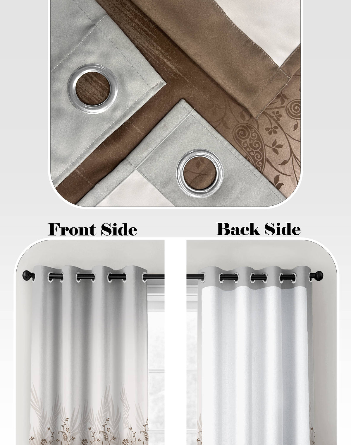 VINTORA BROWN PRINTED ROOM DARKENING CURTAIN