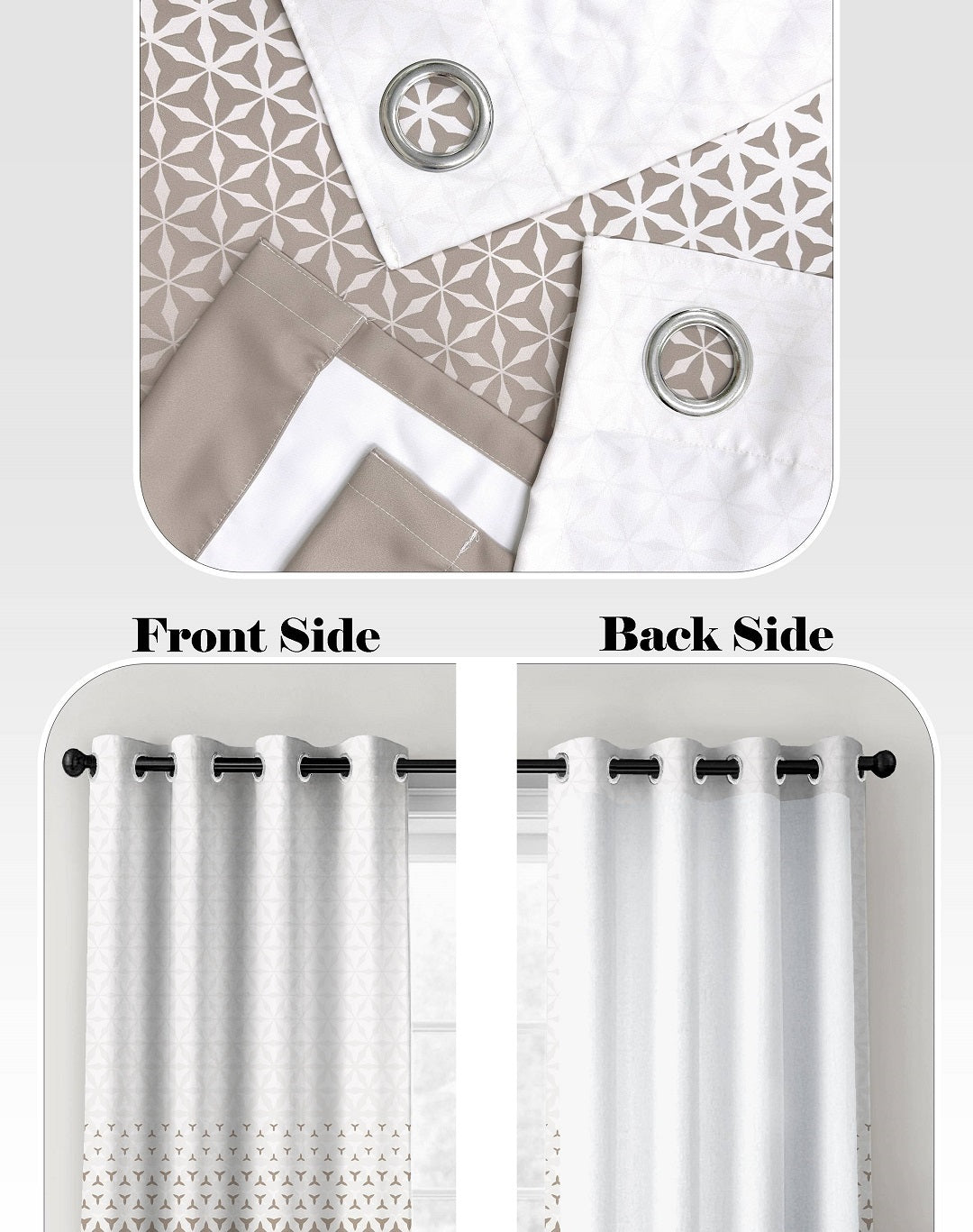 AURA BEIGE PRINTED ROOM DARKENING CURTAIN
