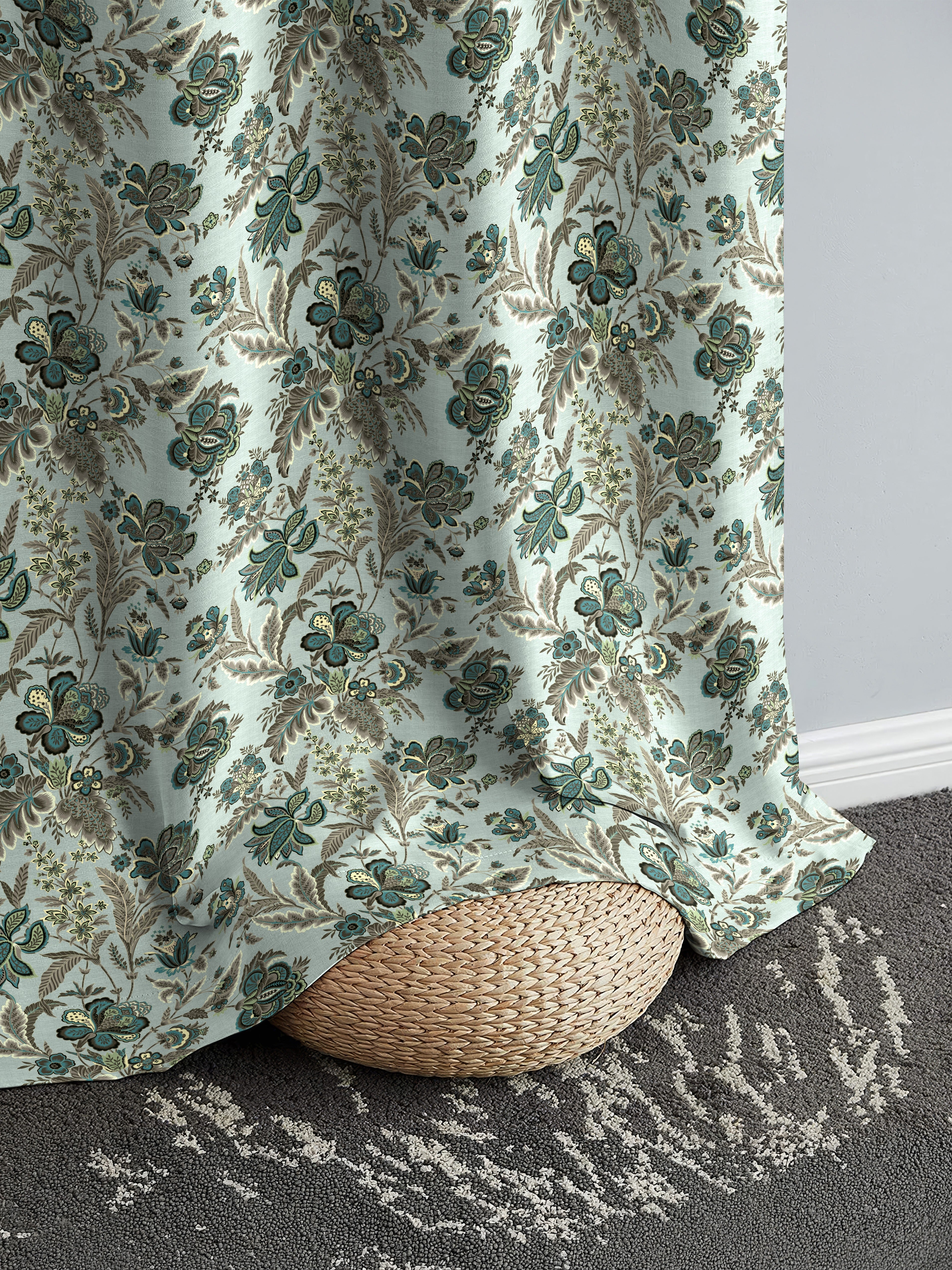 CALVIA MATTY GREEN PRINTED ROOM DARKENER CURTAIN