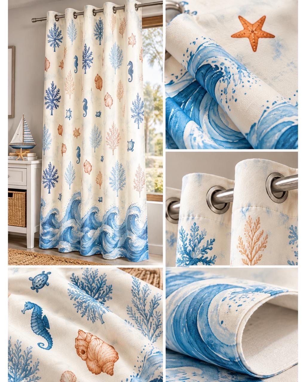 AZURE TIDE PRINTED CURTAIN