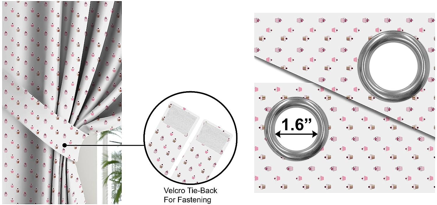 CAKES WHITE PRINTED BLACKOUT CURTAIN