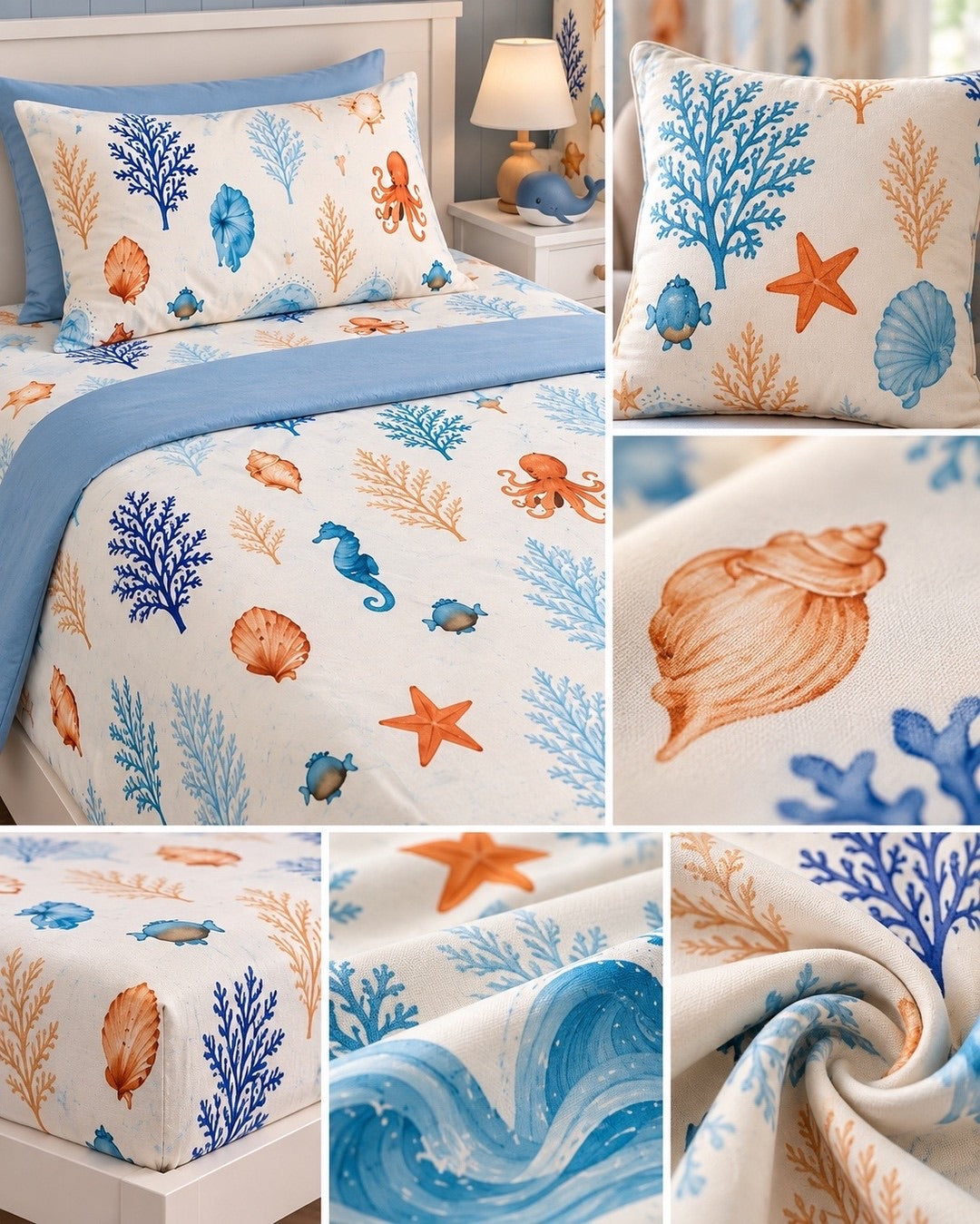 AZURE TIDE BEDSHEET WITH PILLOWCOVER