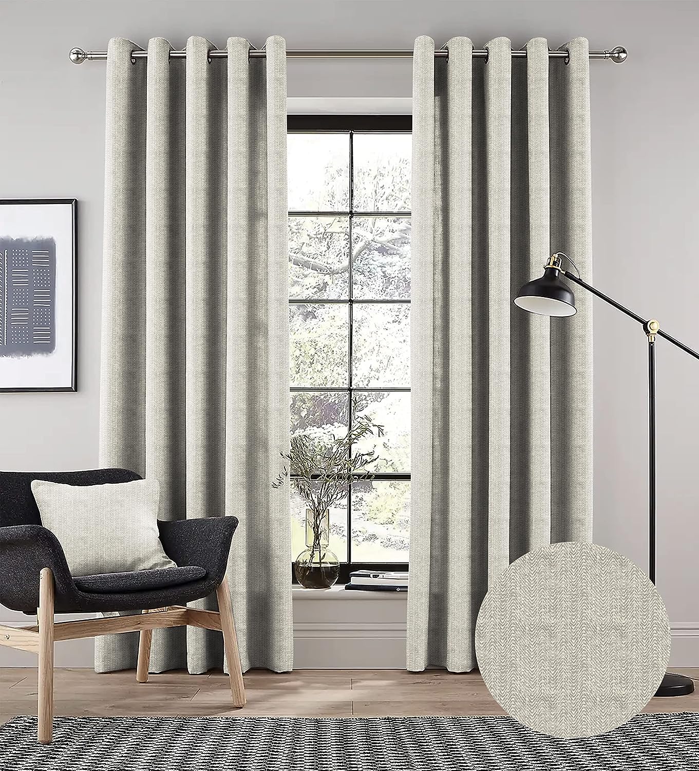 TURIN TEX SILVER PRINTED BLACKOUT CURTAINS