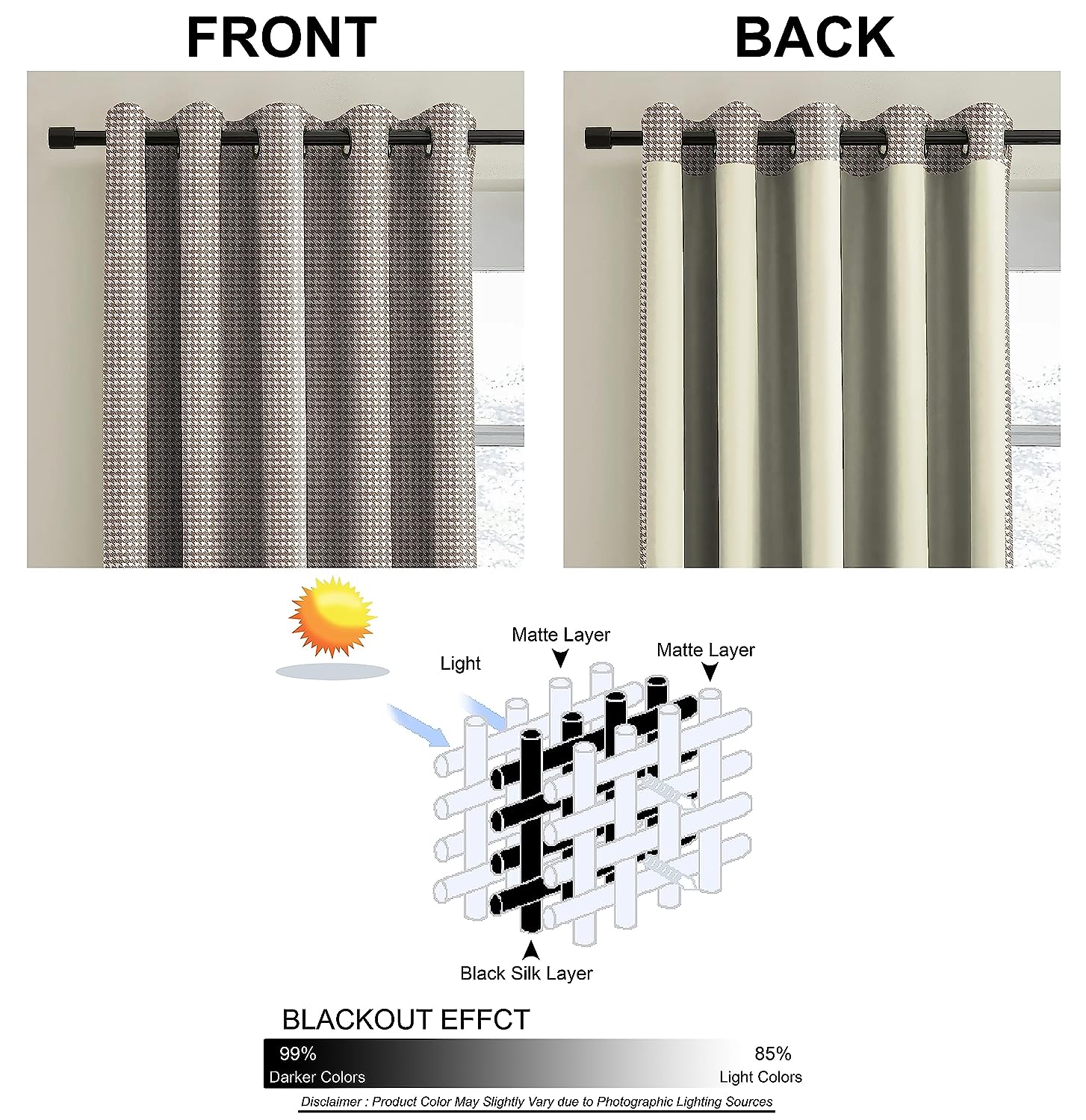 HOUNDSTOOTH L BROWN BLACKOUT CURTAIN