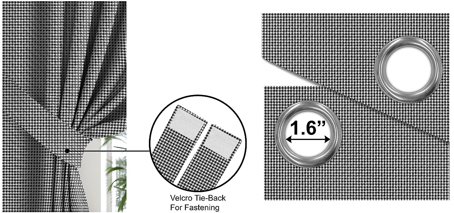 HOUNDSTOOTH BLACK PRINTED BLACKOUT CURTAIN