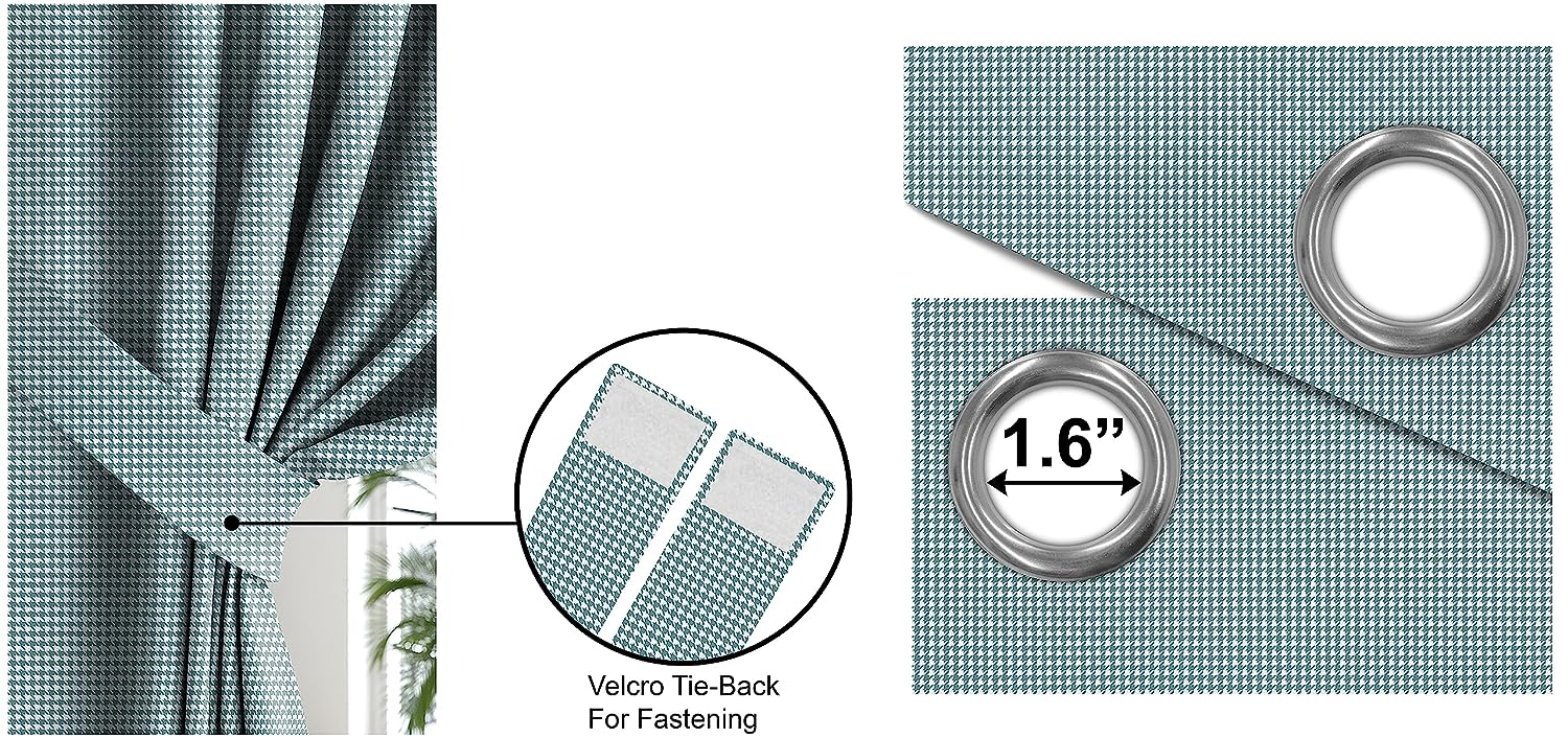 HOUNDSTOOTH SKY BLEU PRINTED BLACKOUT CURTAINS