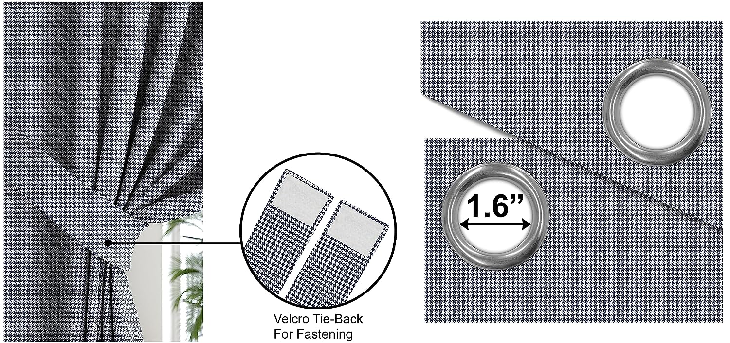 HOUNDSTOOTH D-GREY PRINTED BLACKOUT CURTAIN