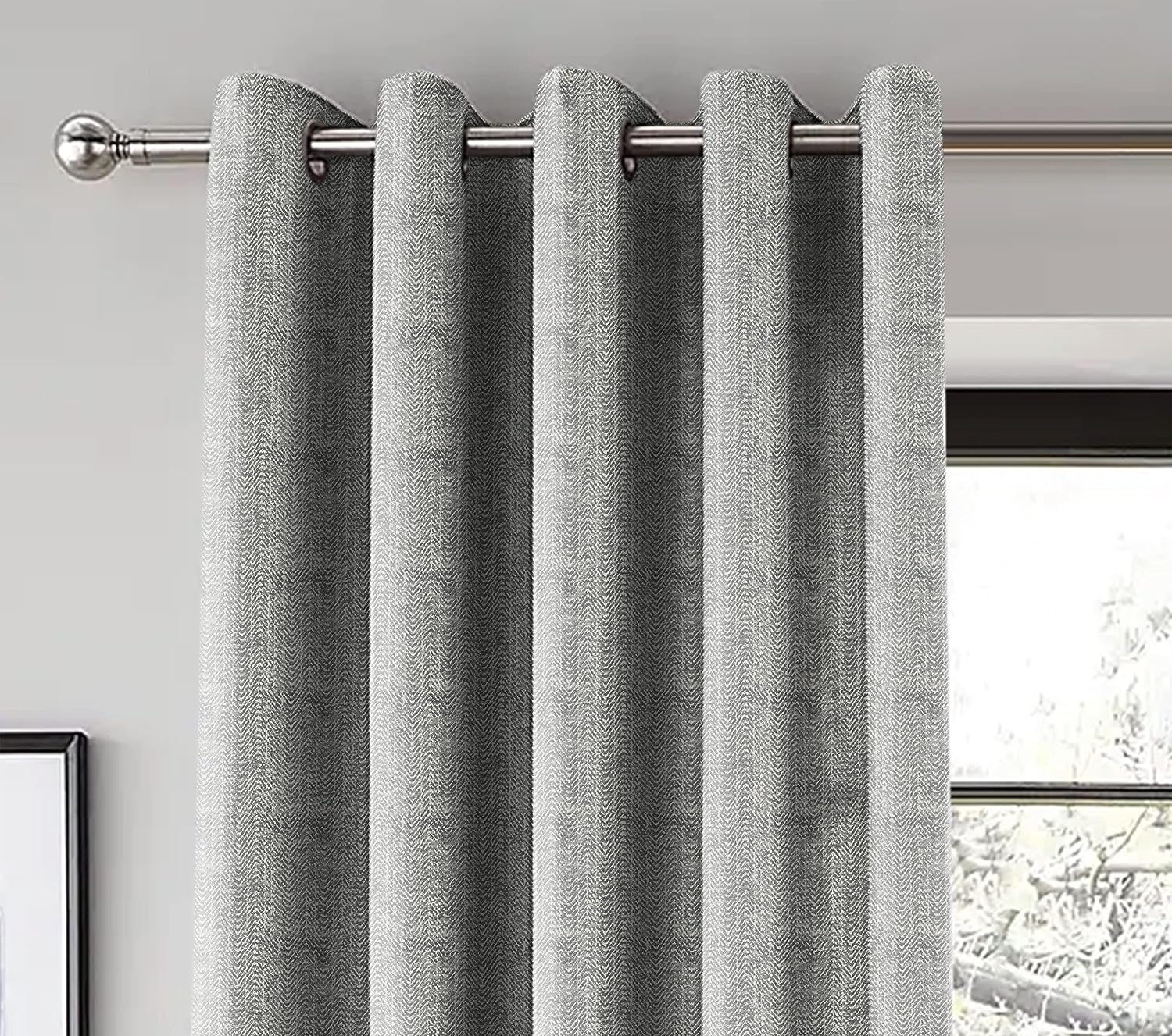 TURIN TEX GREY PRINTED BLACKOUT CURTAINS