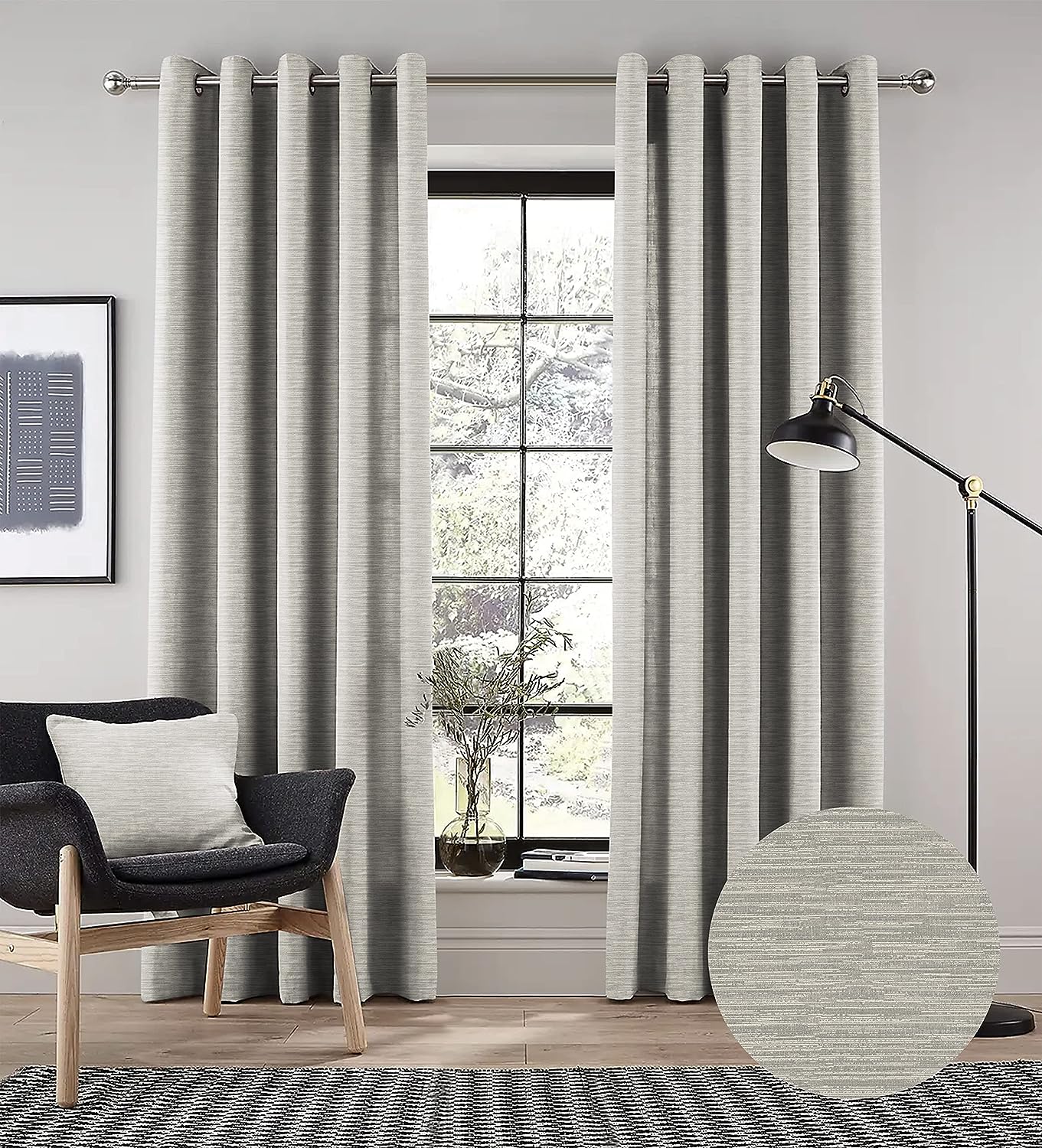 PETRA TEX SILVER PRINTED BLACKOUT CURTAIN