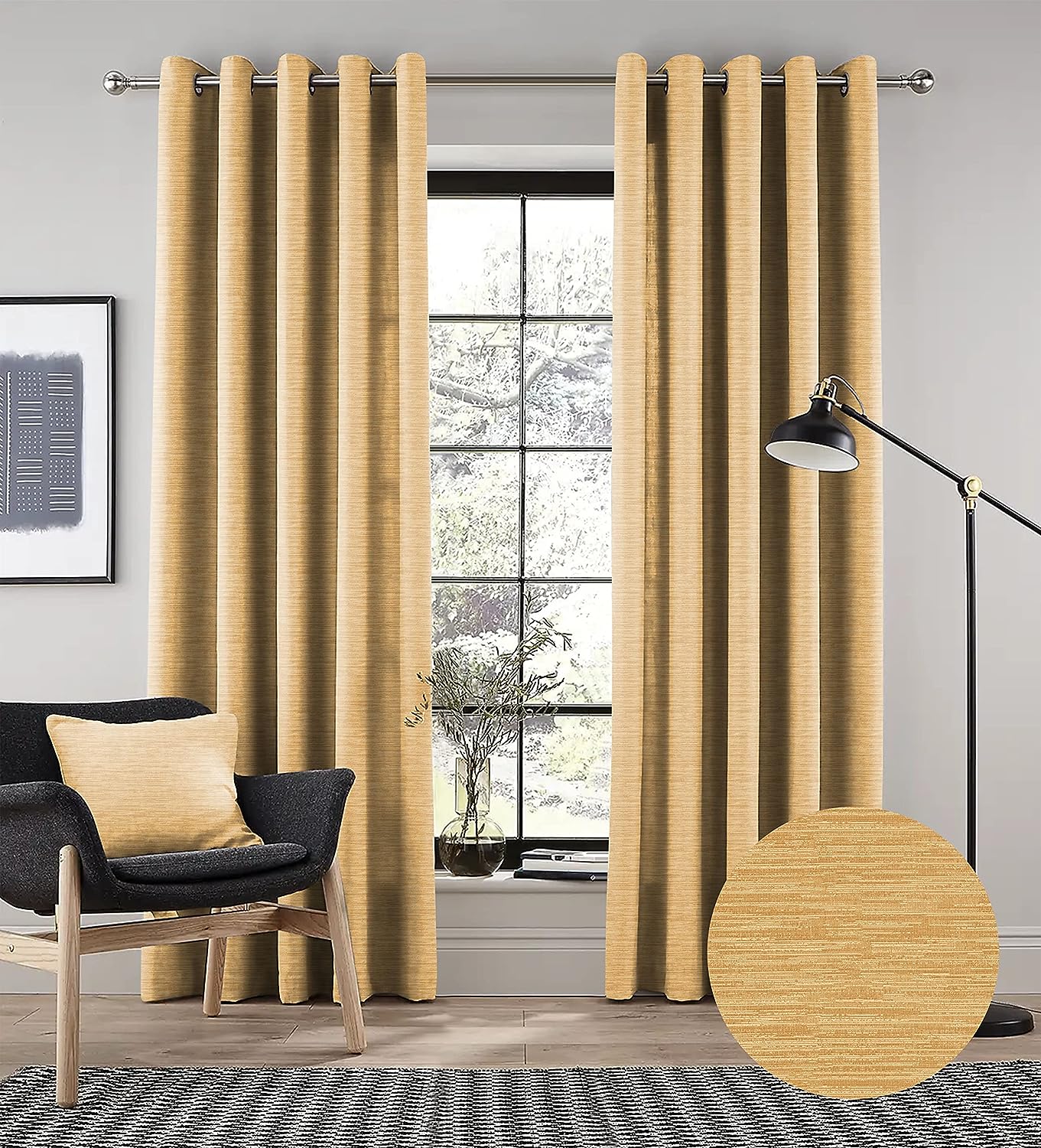 PETRA YELLOW PRINTED BLACKOUT CURTAIN