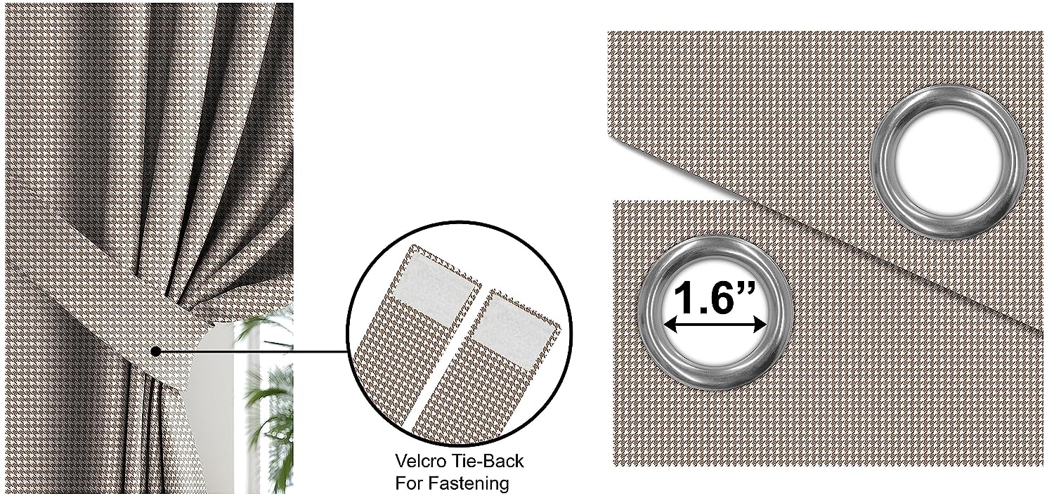 HOUNDSTOOTH L BROWN PRINTED BLACKOUT CURTAINS